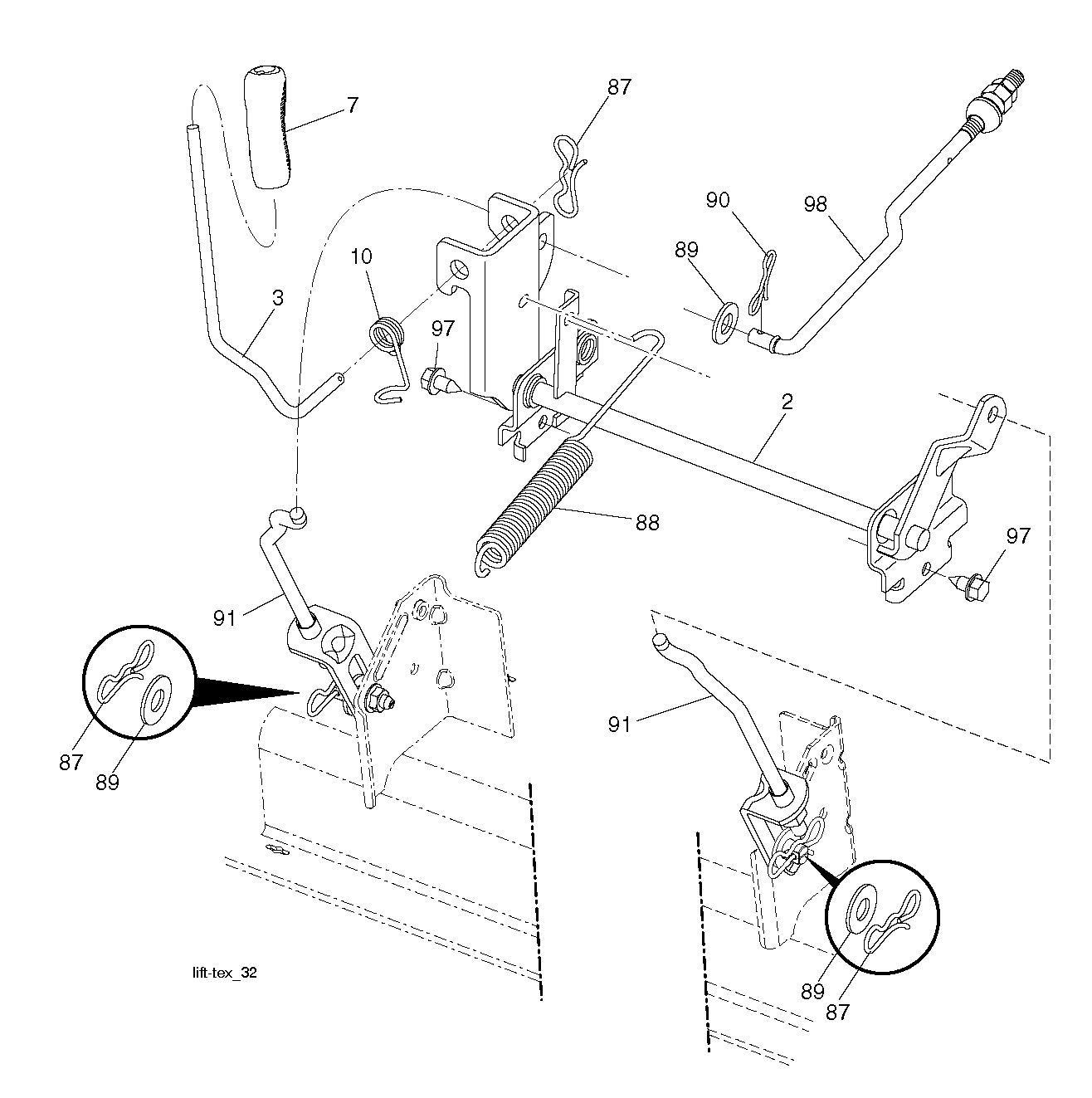 MOWER LIFT LEVER