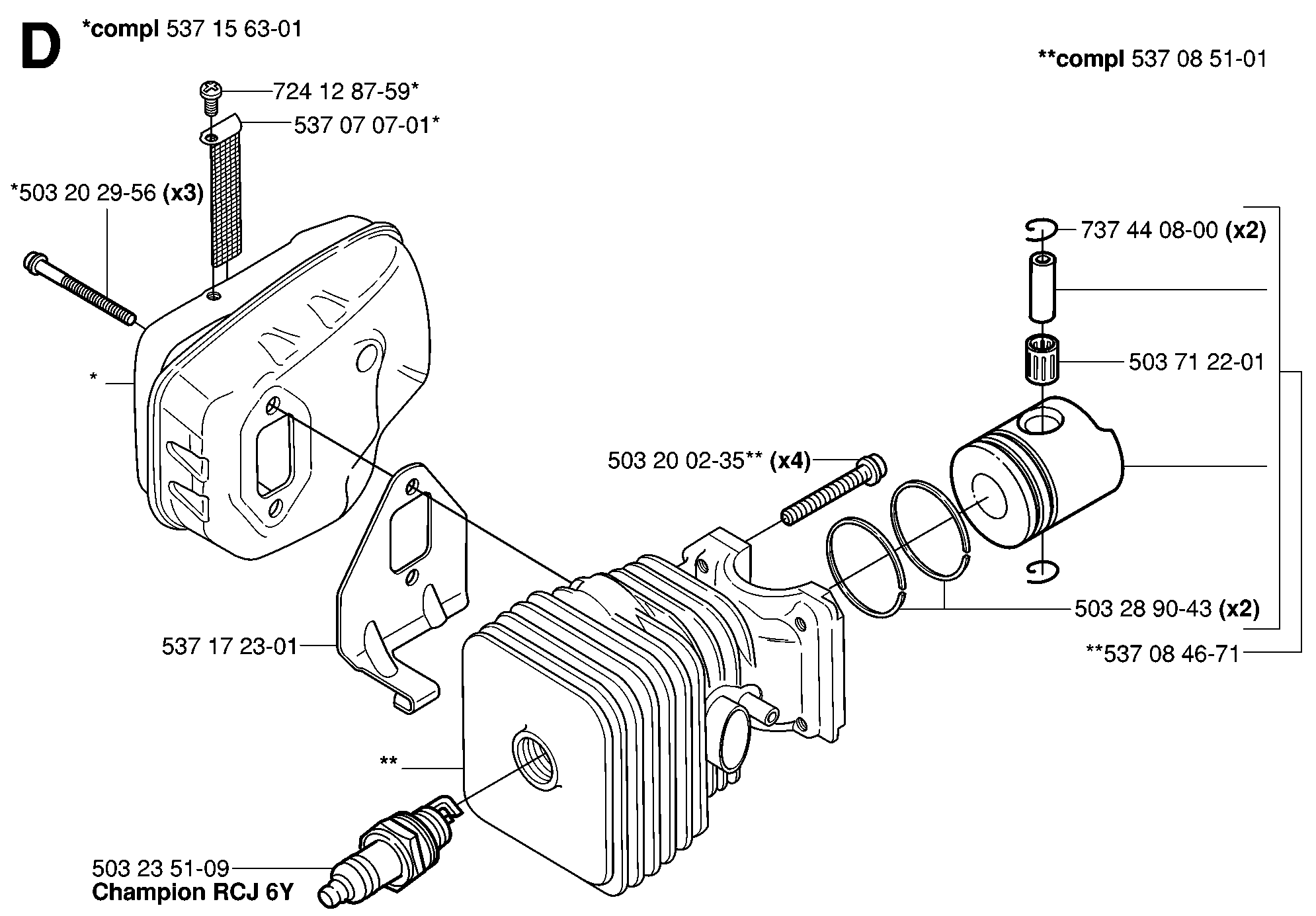 CYLINDER, PISTON & MUFFLER