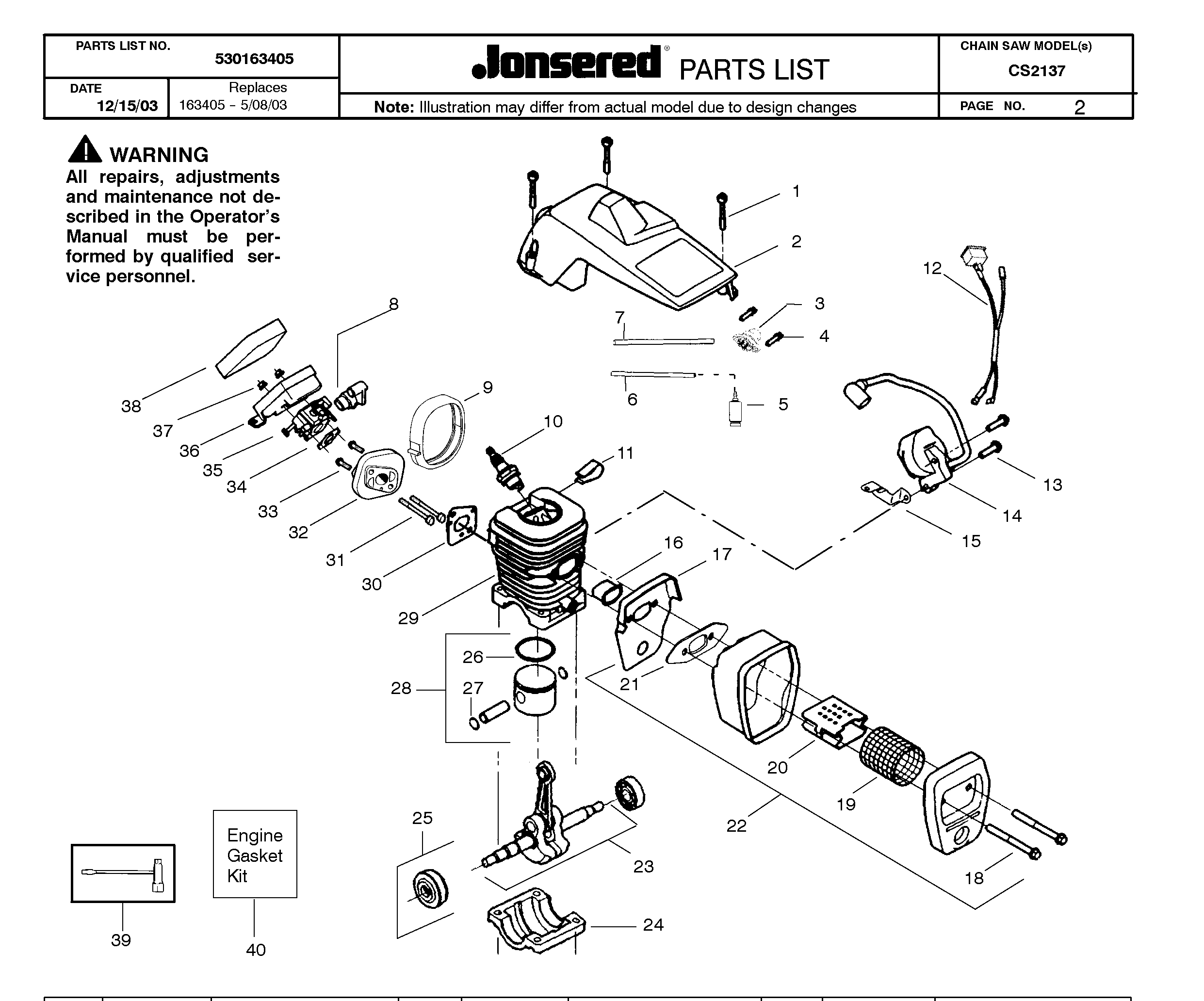 CYLINDER, PISTON & MUFFLER