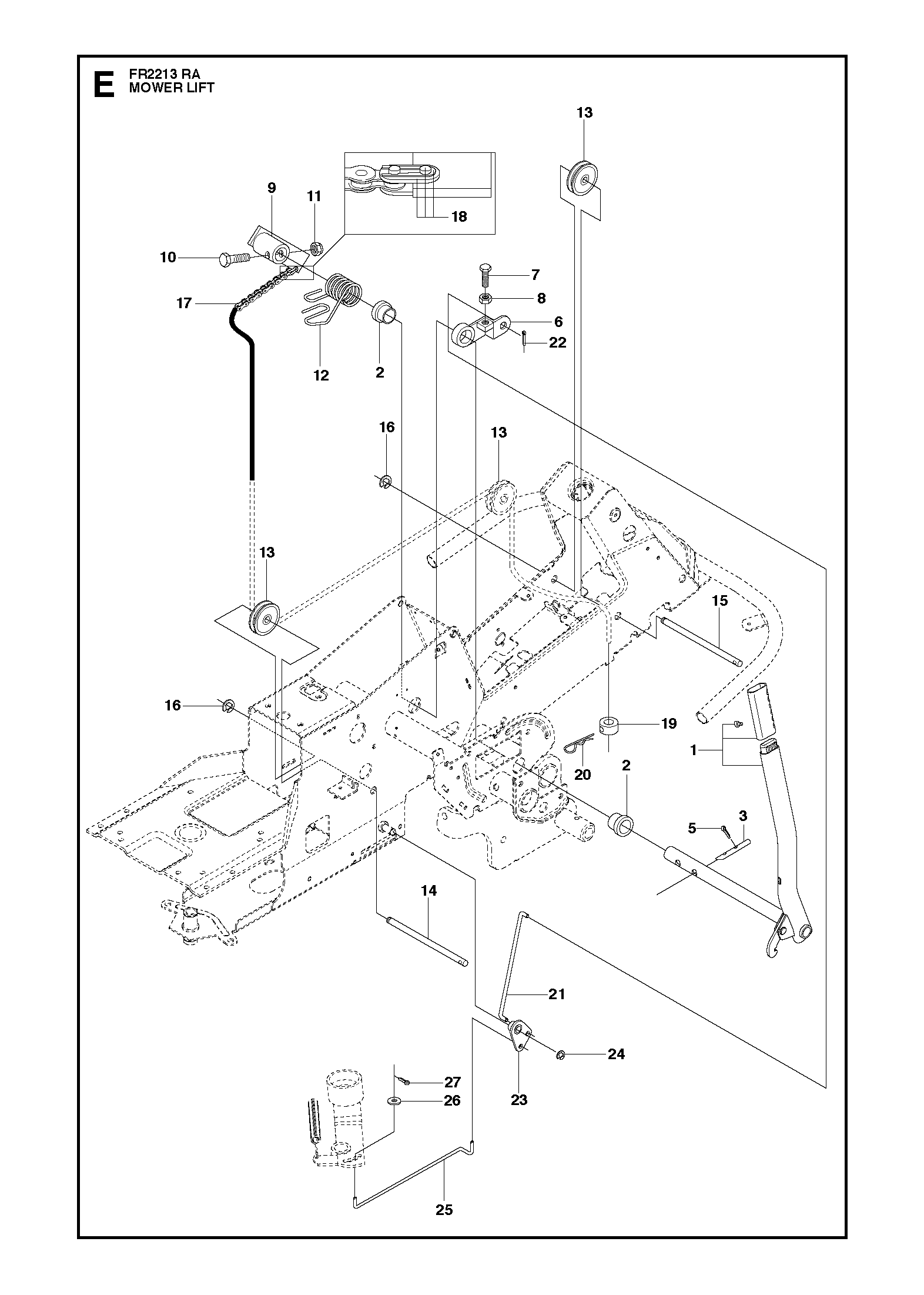 MOWER LIFT LEVER