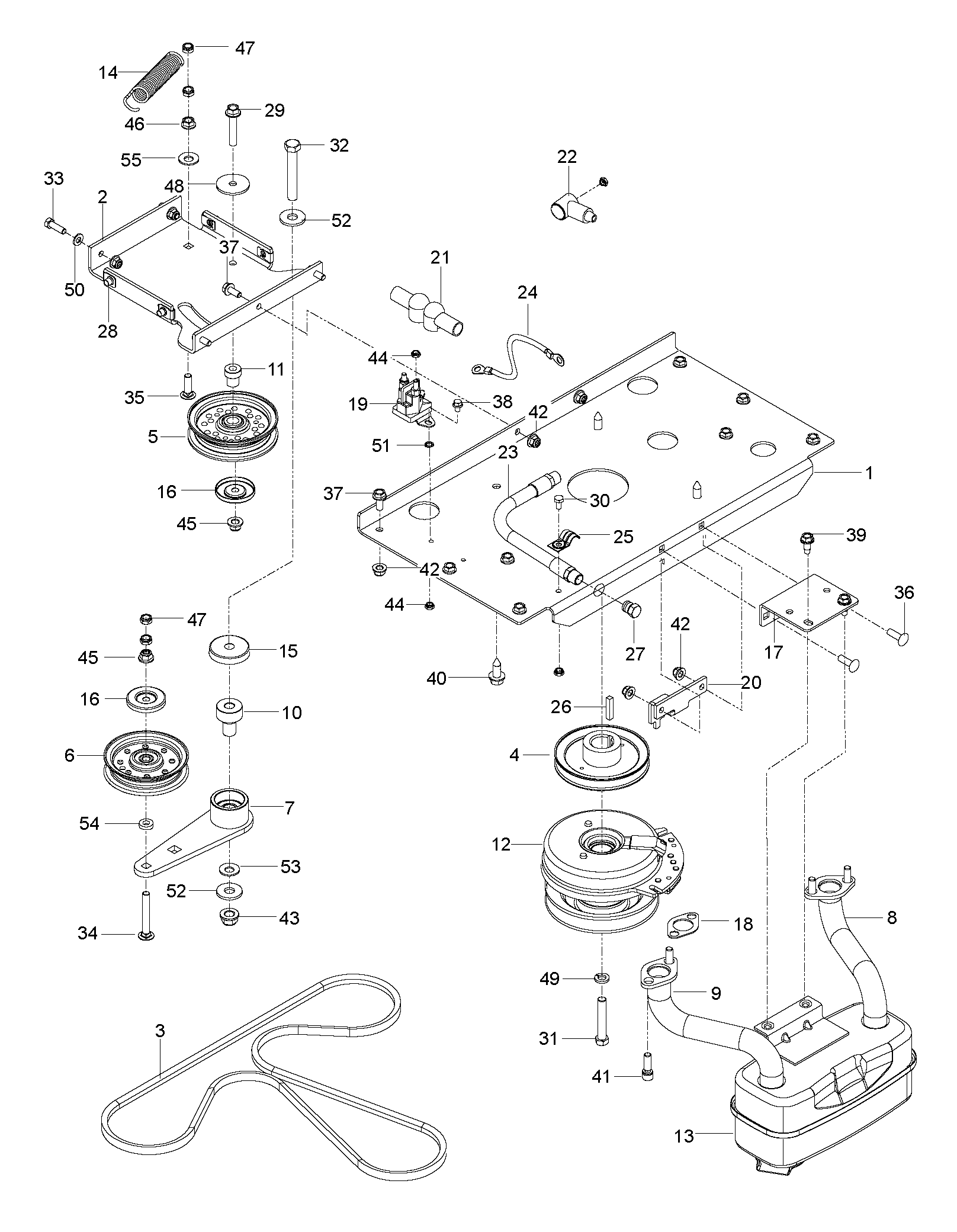 ENGINE MOUNTING, GUARDS & MUFFLER