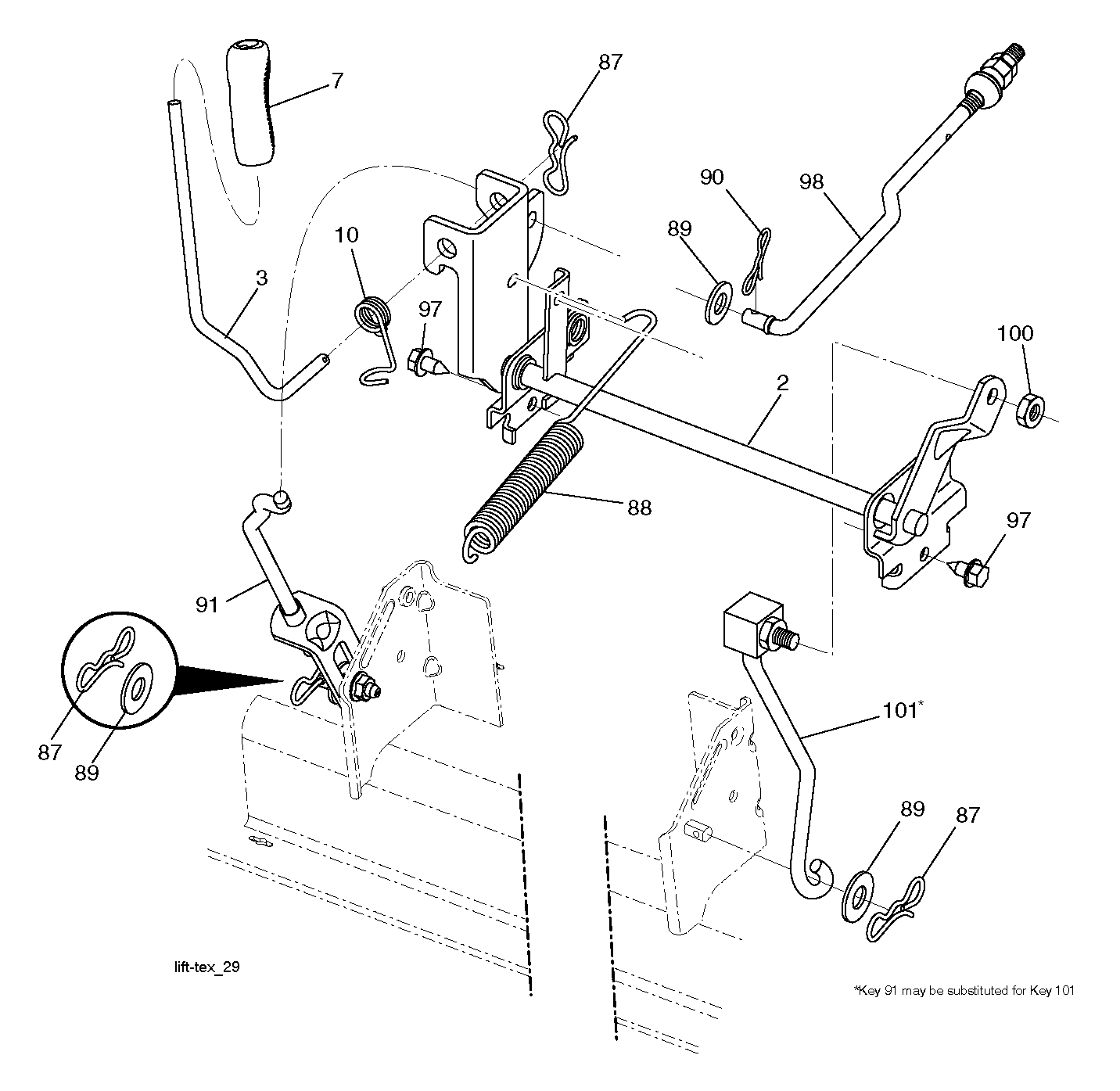 MOWER LIFT LEVER