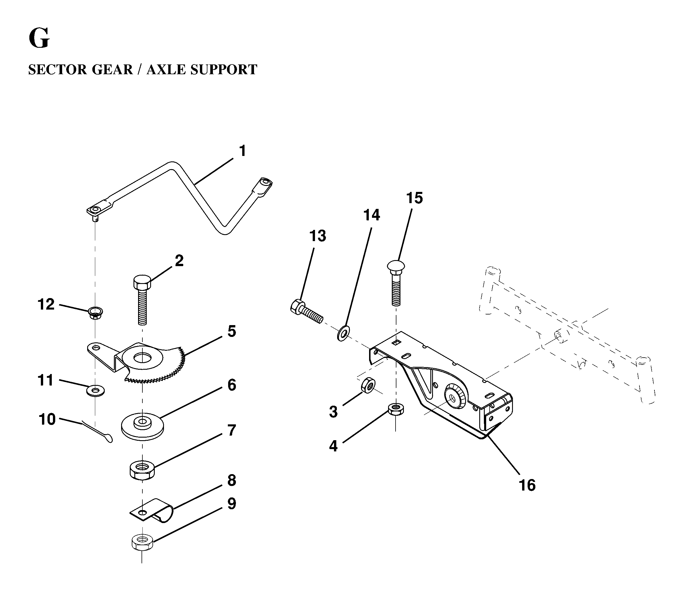 SECTOR GEAR / AXLE SUPPORT