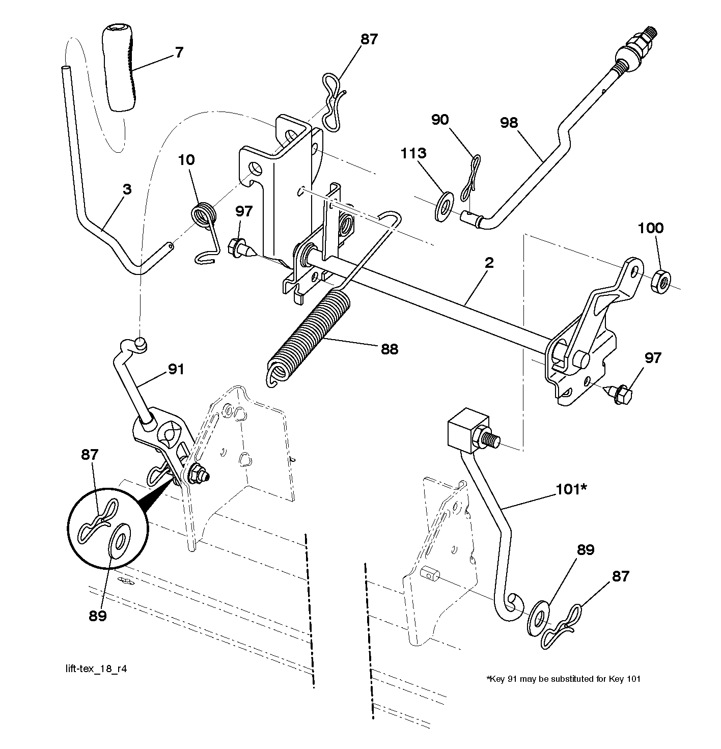 MOWER LIFT LEVER