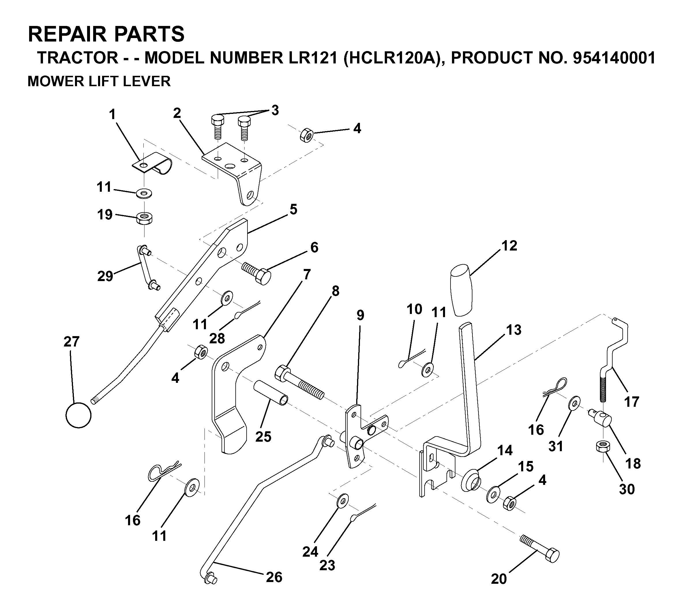 MOWER LIFT LEVER