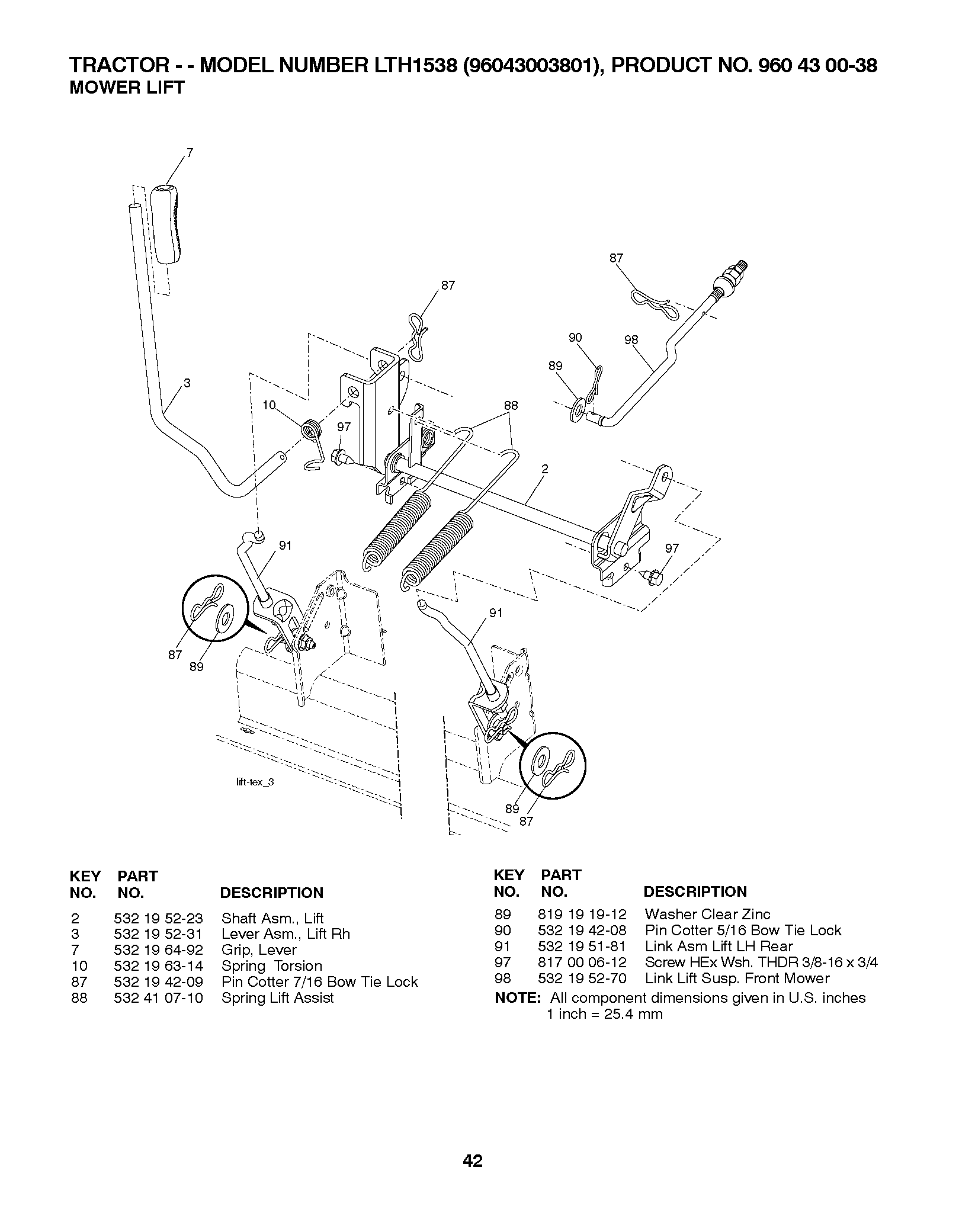 MOWER LIFT / DECK LIFT