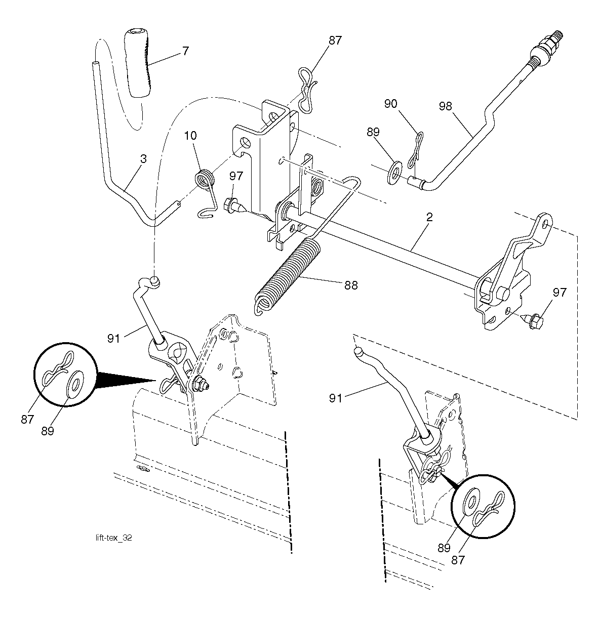 MOWER LIFT LEVER