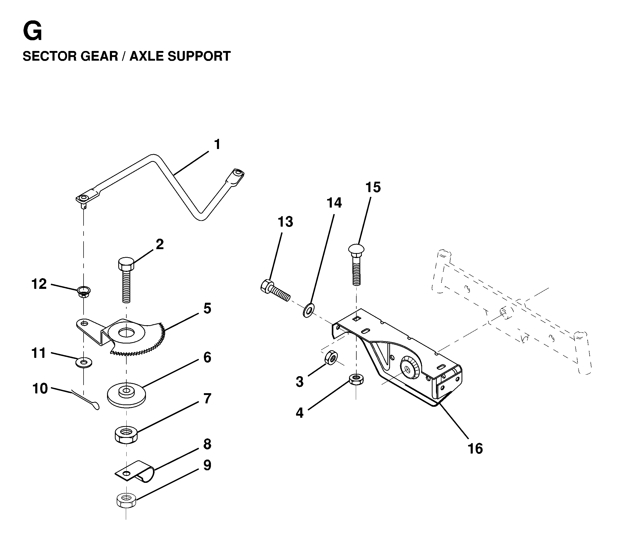 SECTOR GEAR / AXLE SUPPORT