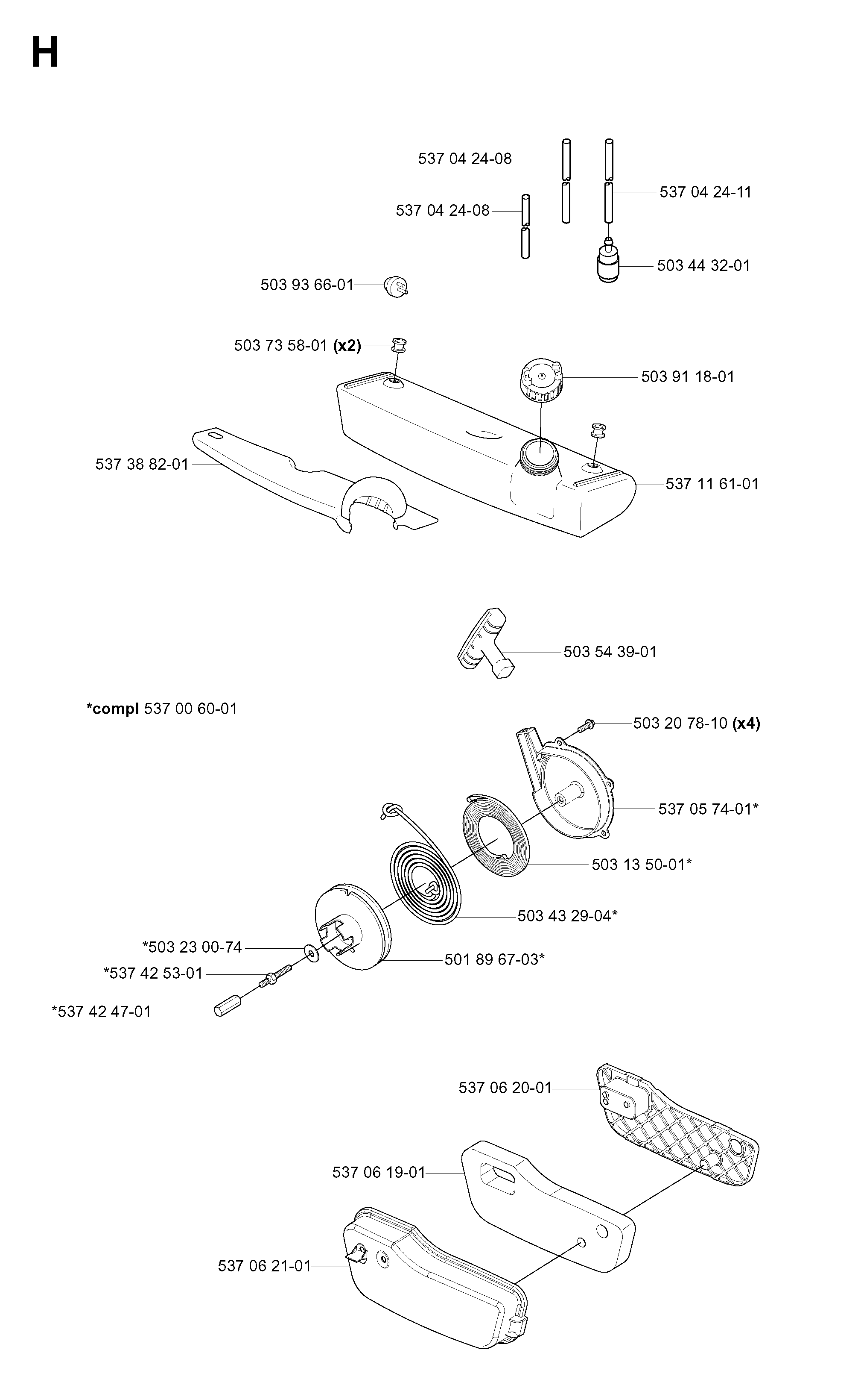 FUEL TANK, STARTER & AIR FILTER