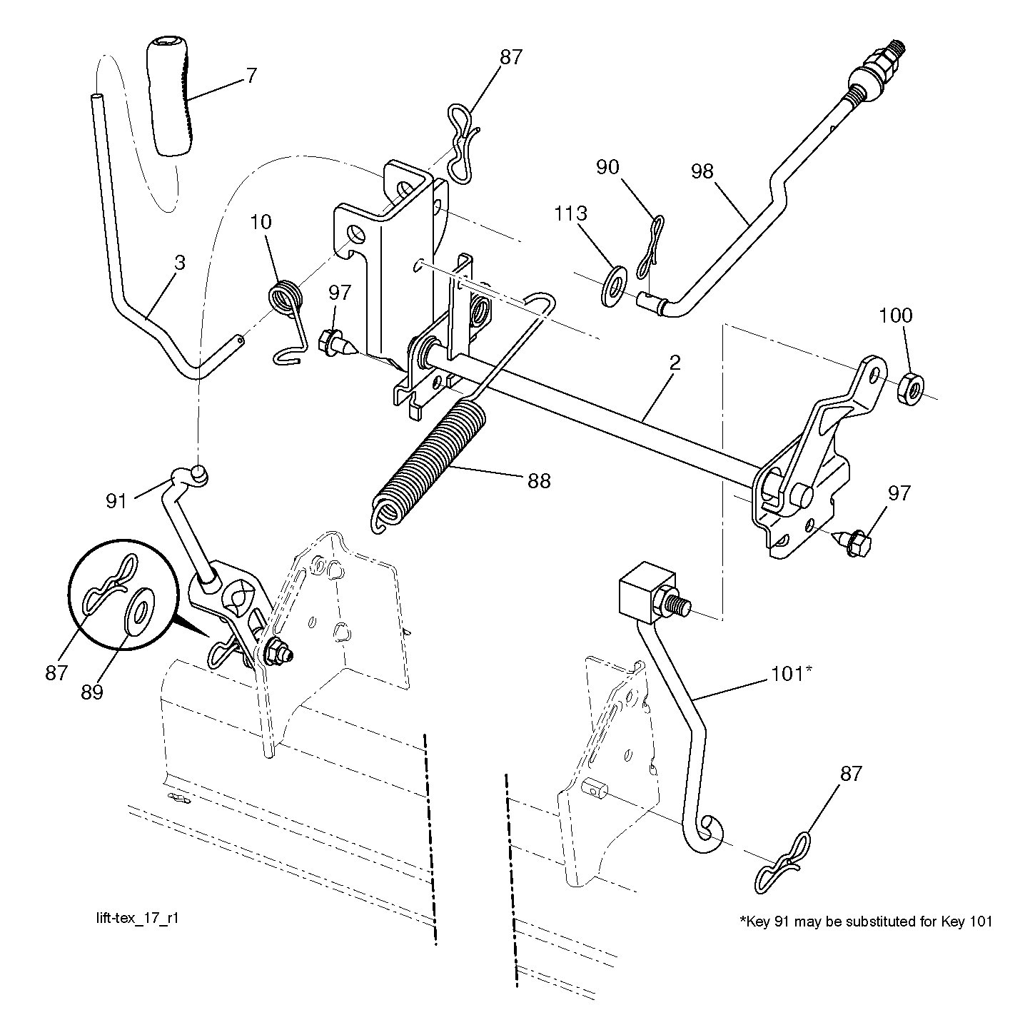 MOWER LIFT LEVER
