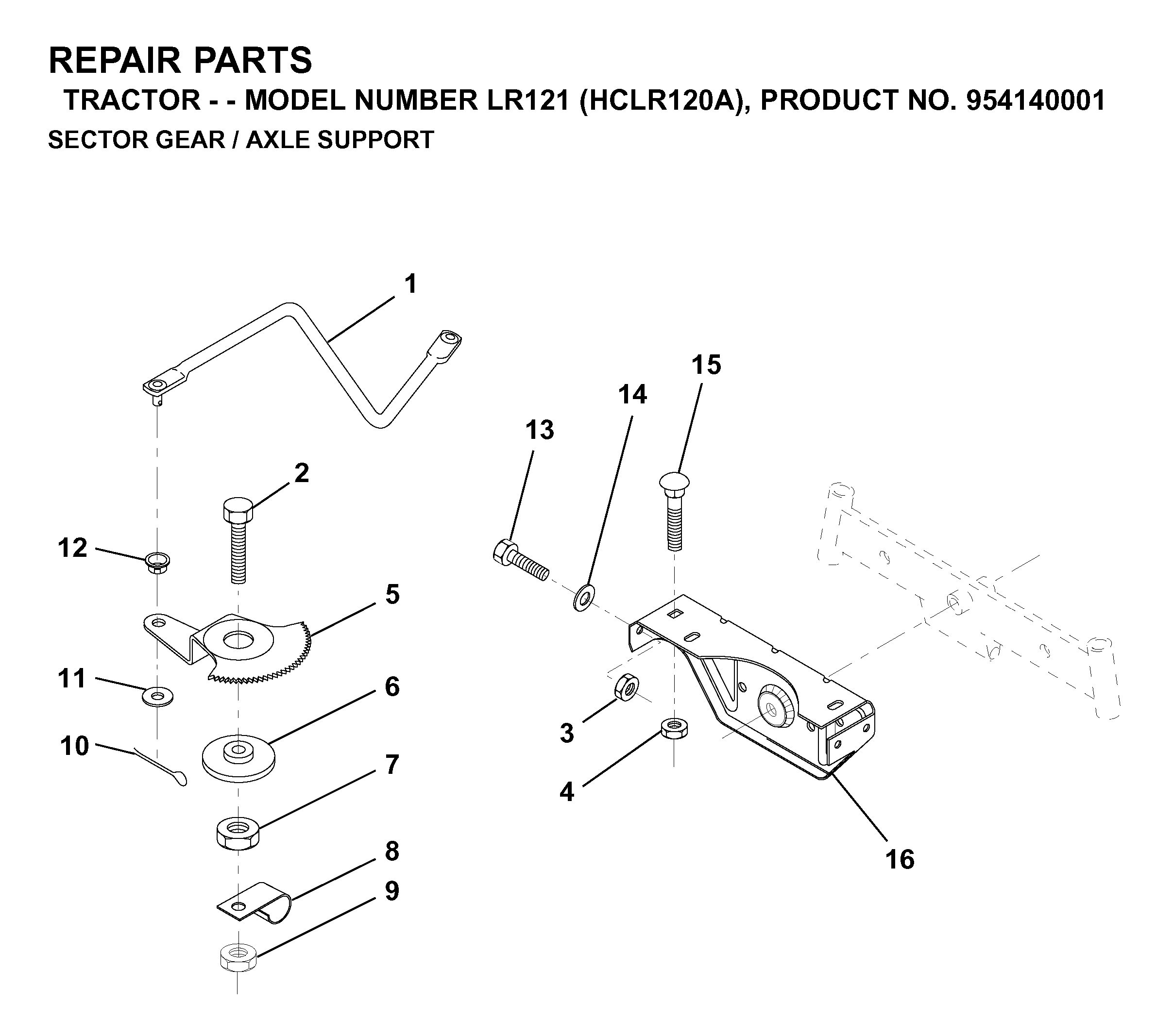 SECTOR GEAR / AXLE SUPPORT