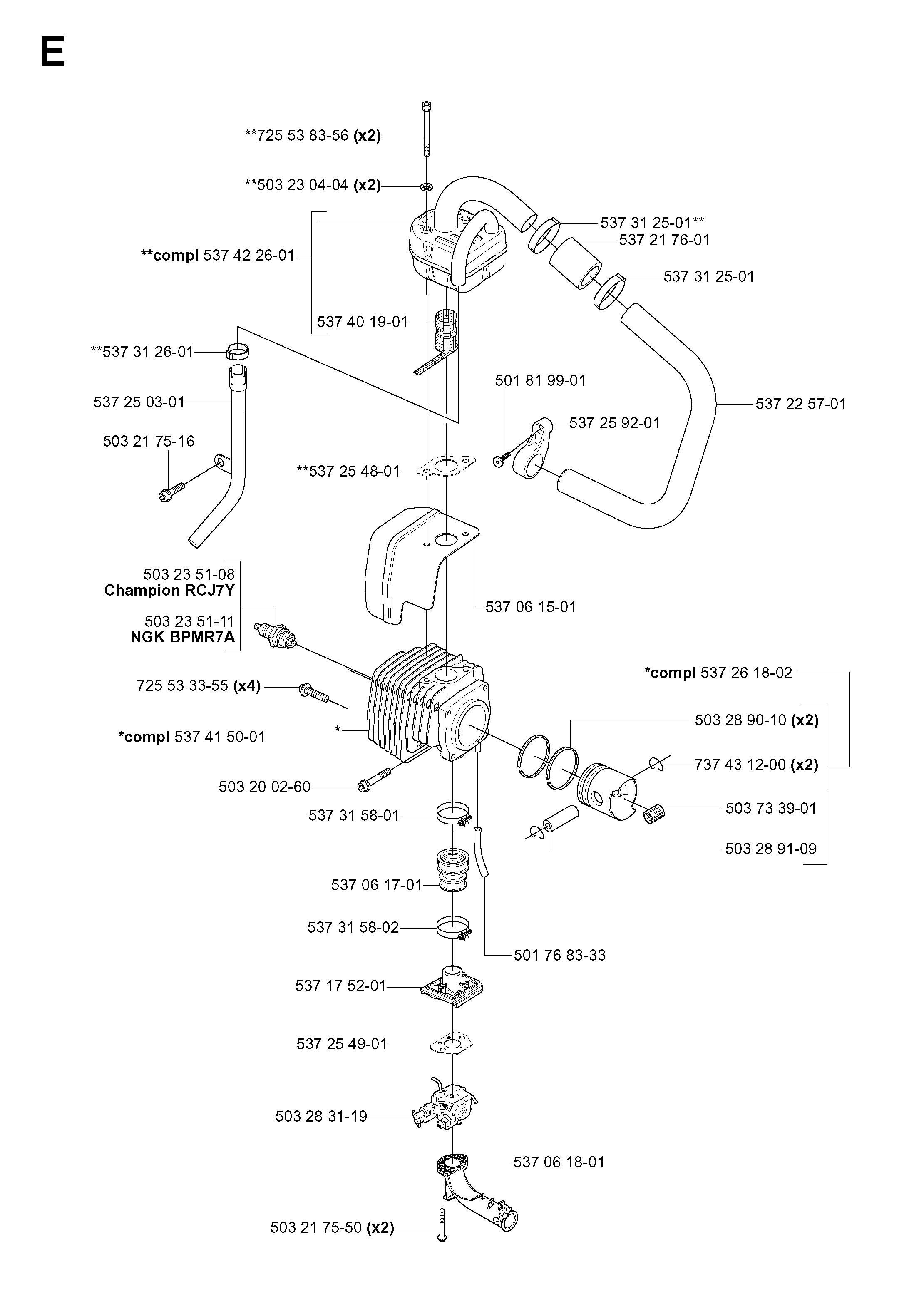 CYLINDER, PISTON & MUFFLER
