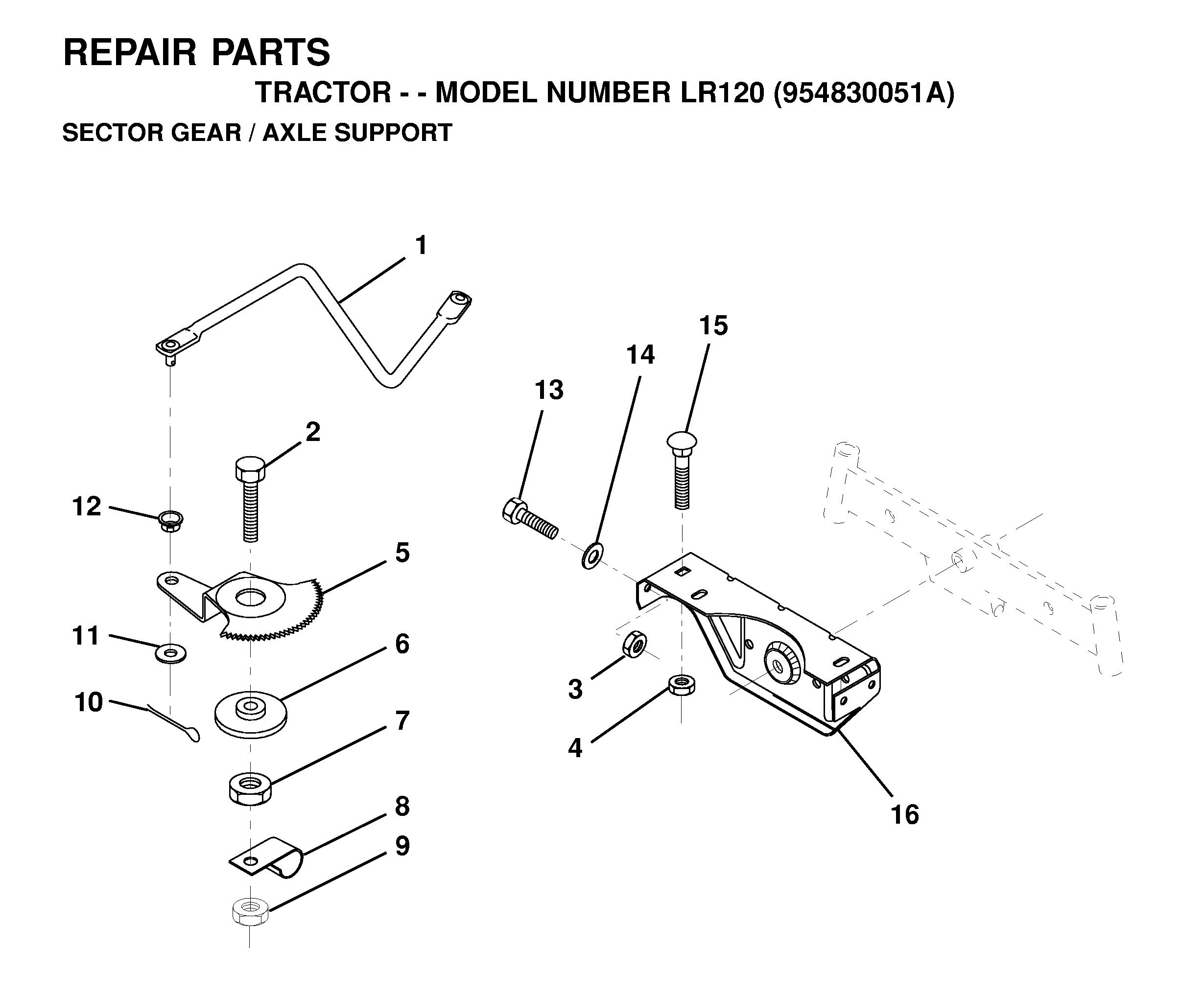 SECTOR GEAR / AXLE SUPPORT