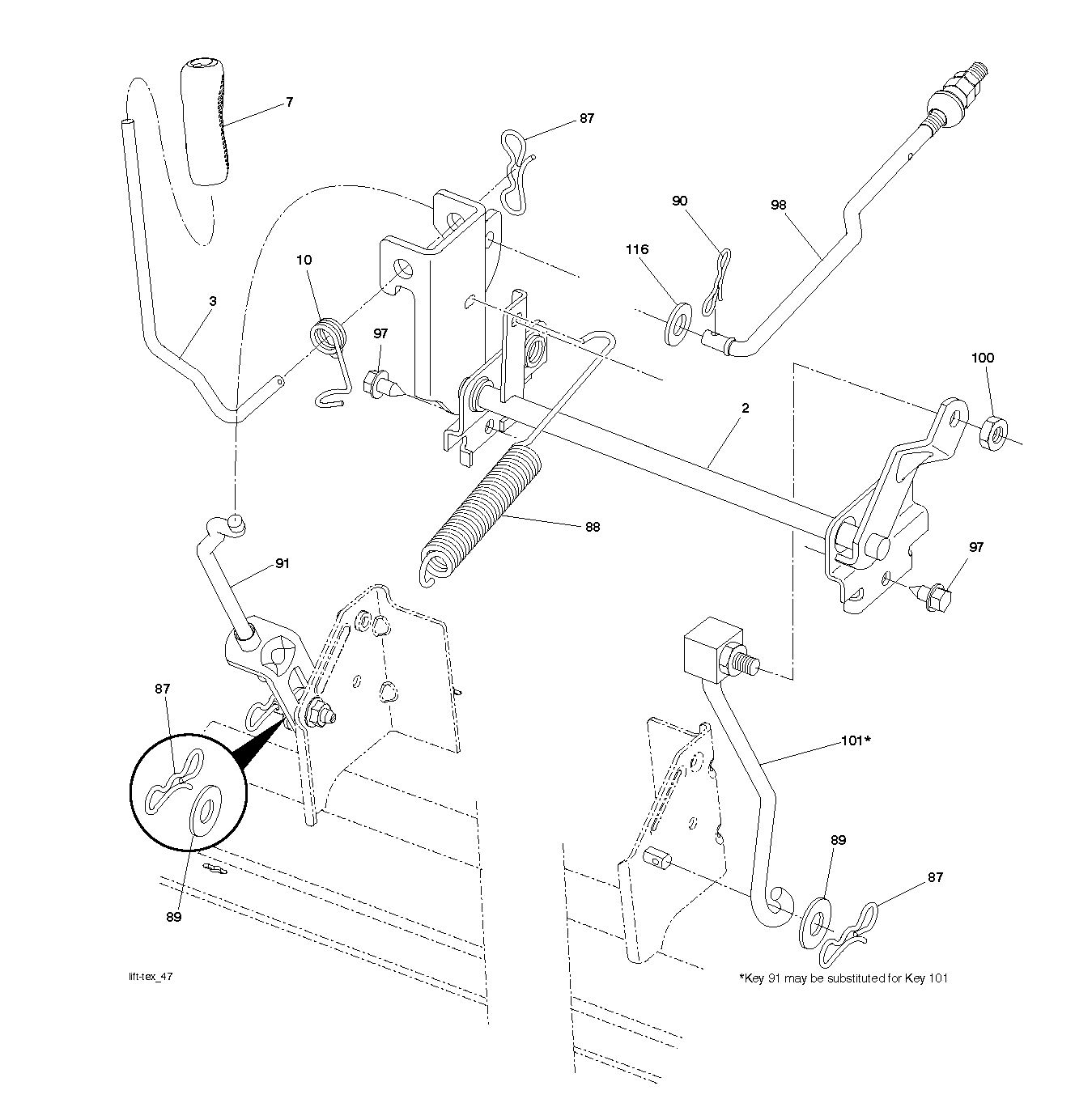 MOWER LIFT LEVER