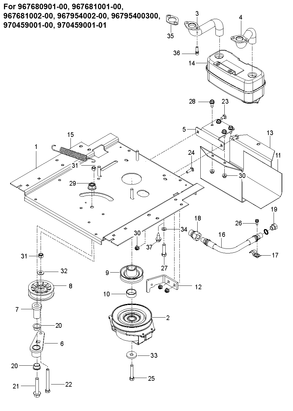 ENGINE MOUNTING, GUARDS & MUFFLER