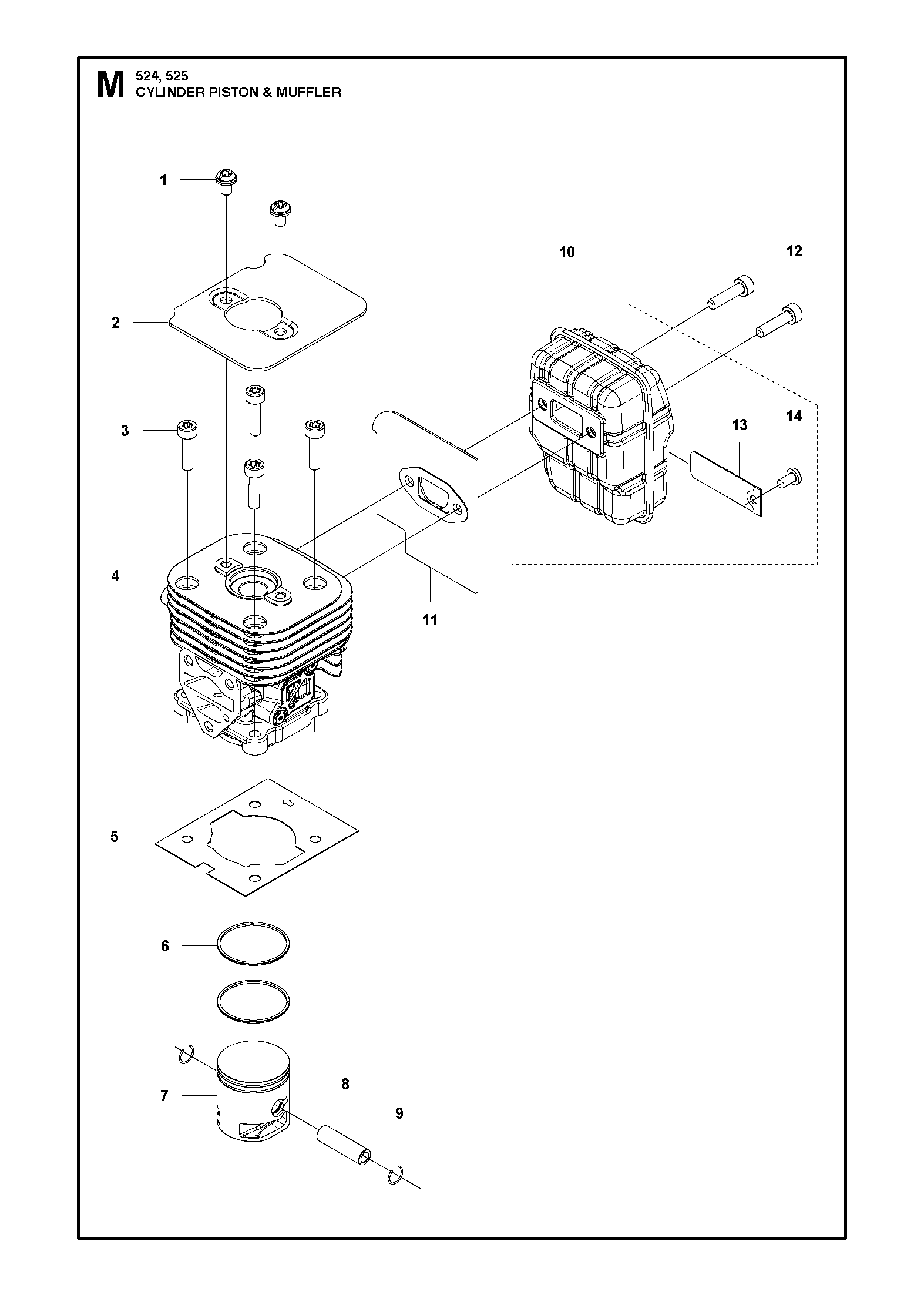 CYLINDER, PISTON & MUFFLER