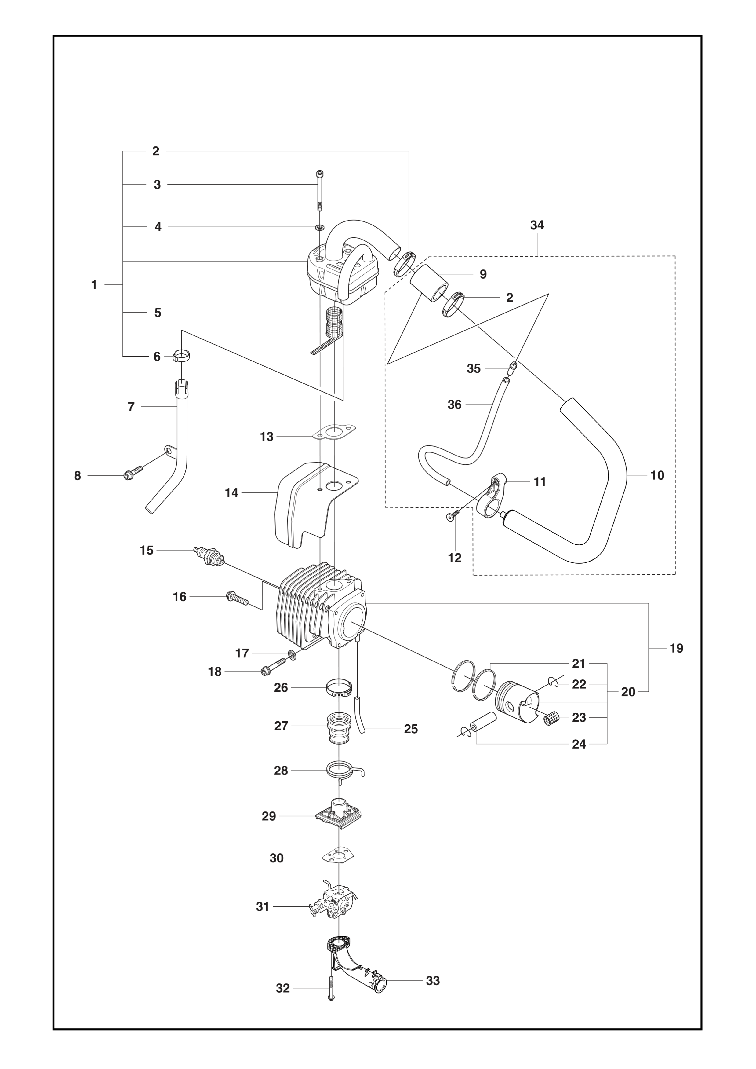 CYLINDER, PISTON & MUFFLER