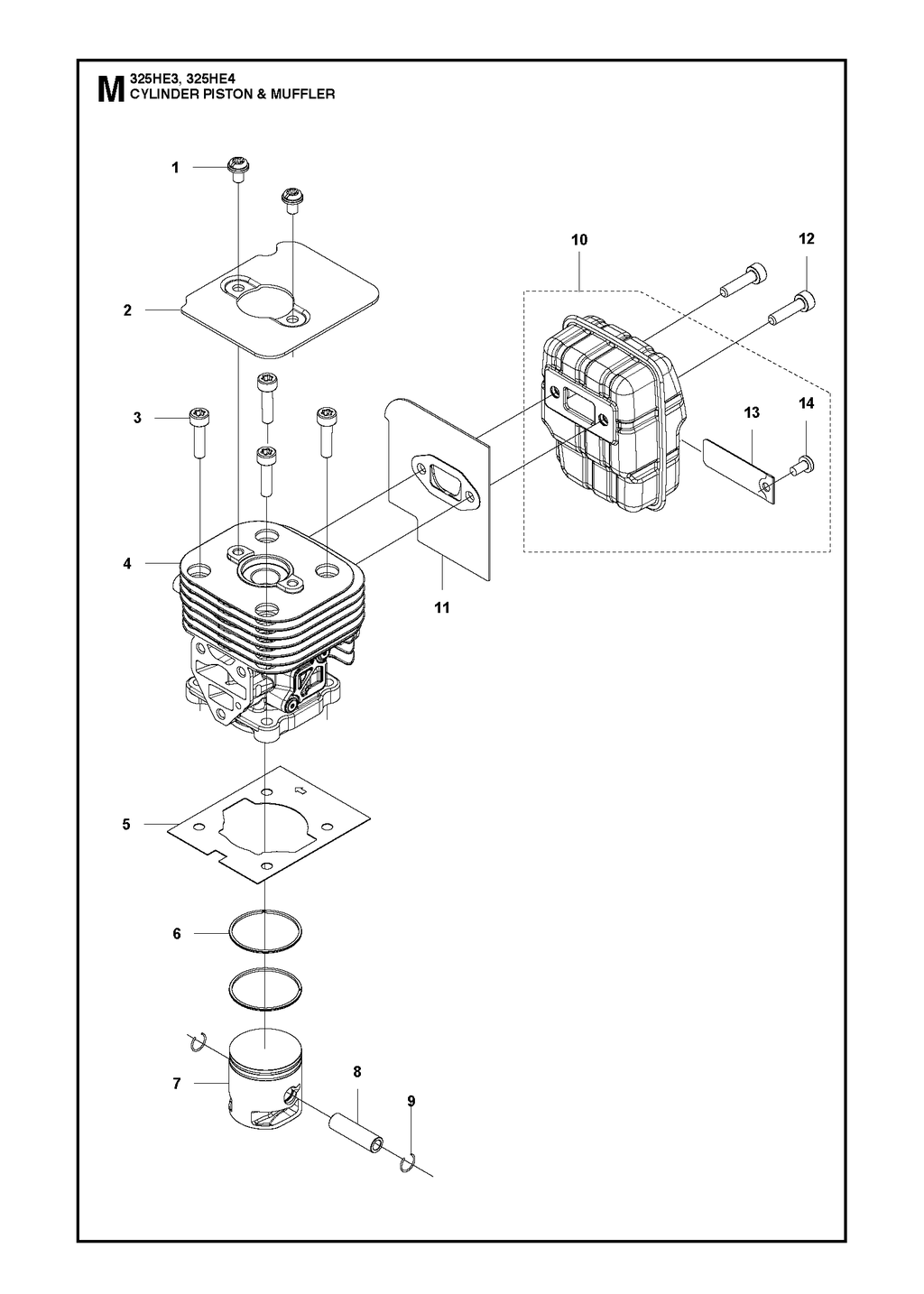 CYLINDER, PISTON AND MUFFLER