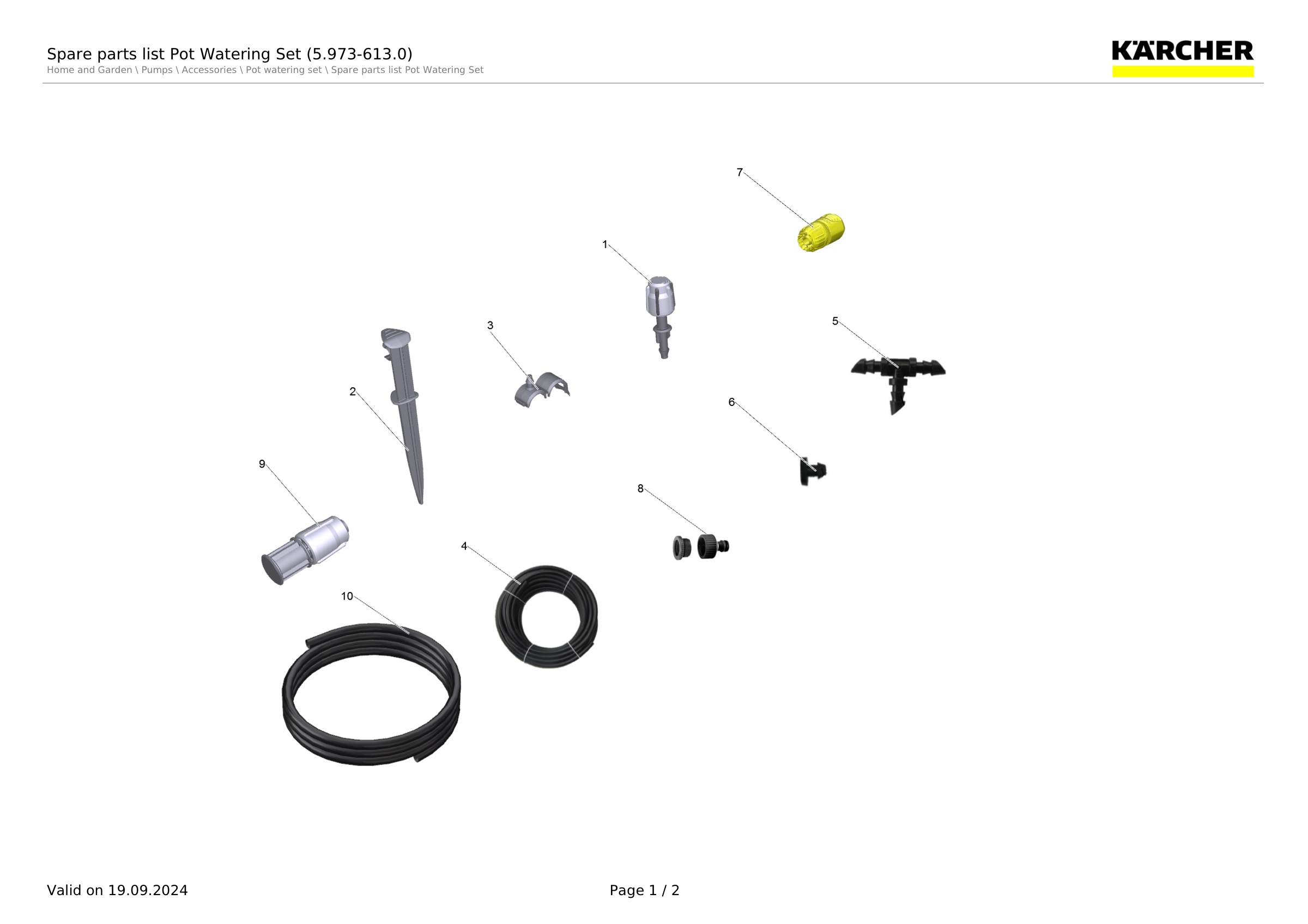 Spare parts list Pot Watering Set (5.973-613.0)