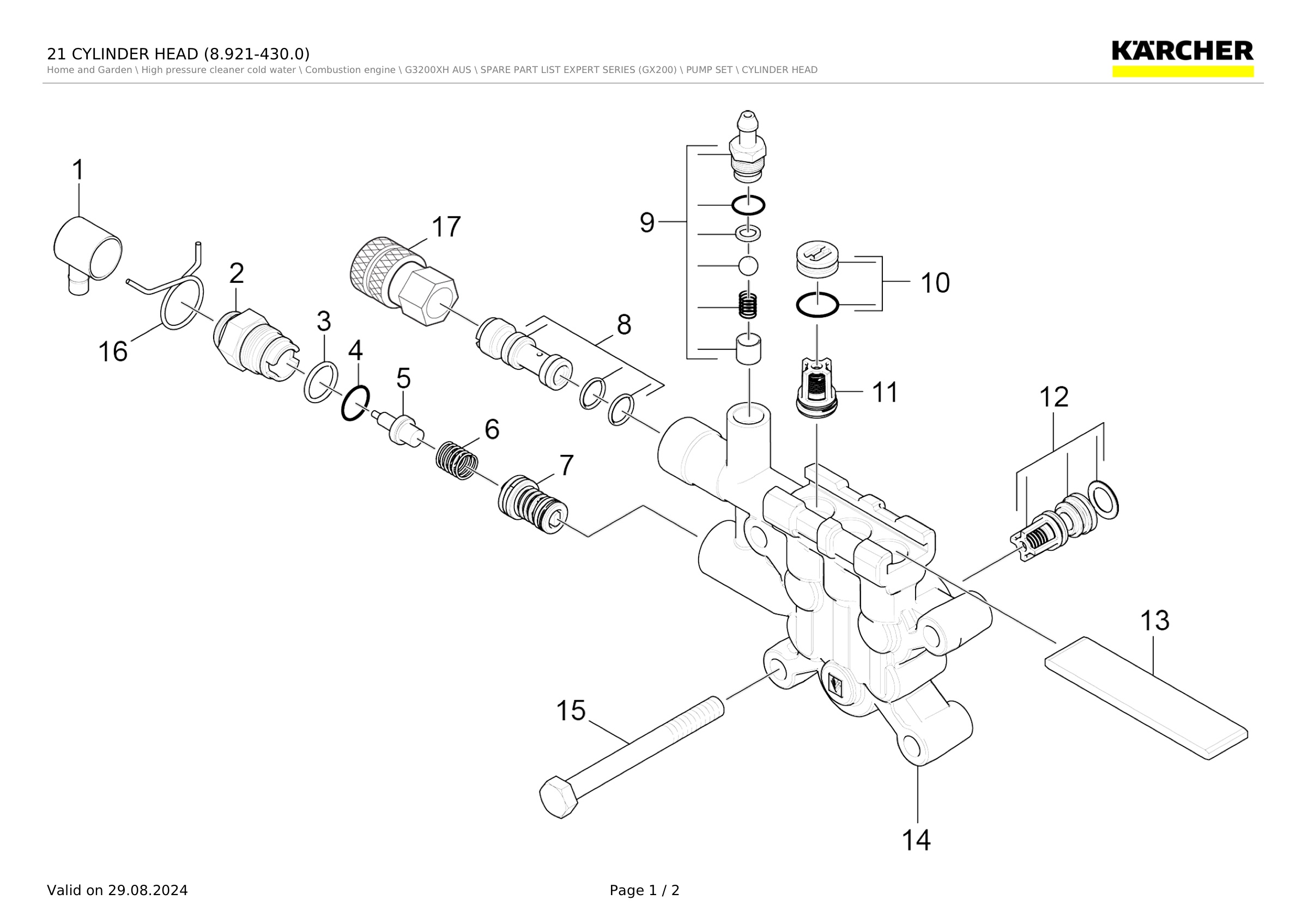 Karcher Pressure Washer G3200XH AUS (1.107-214.0) Spares