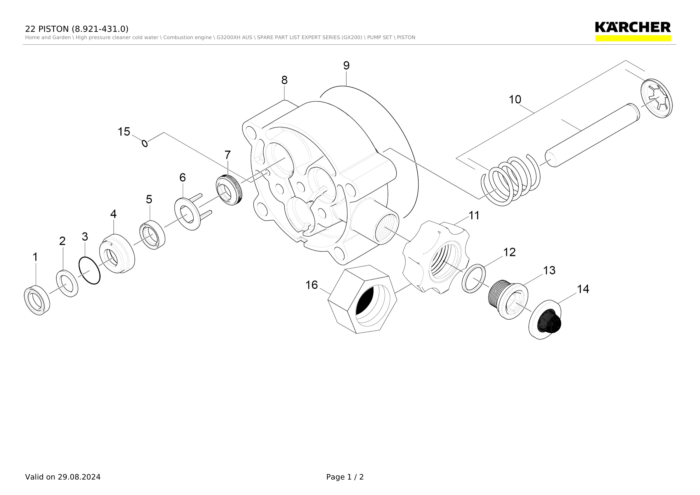 Karcher Pressure Washer G3200XH AUS (1.107-214.0) Spares