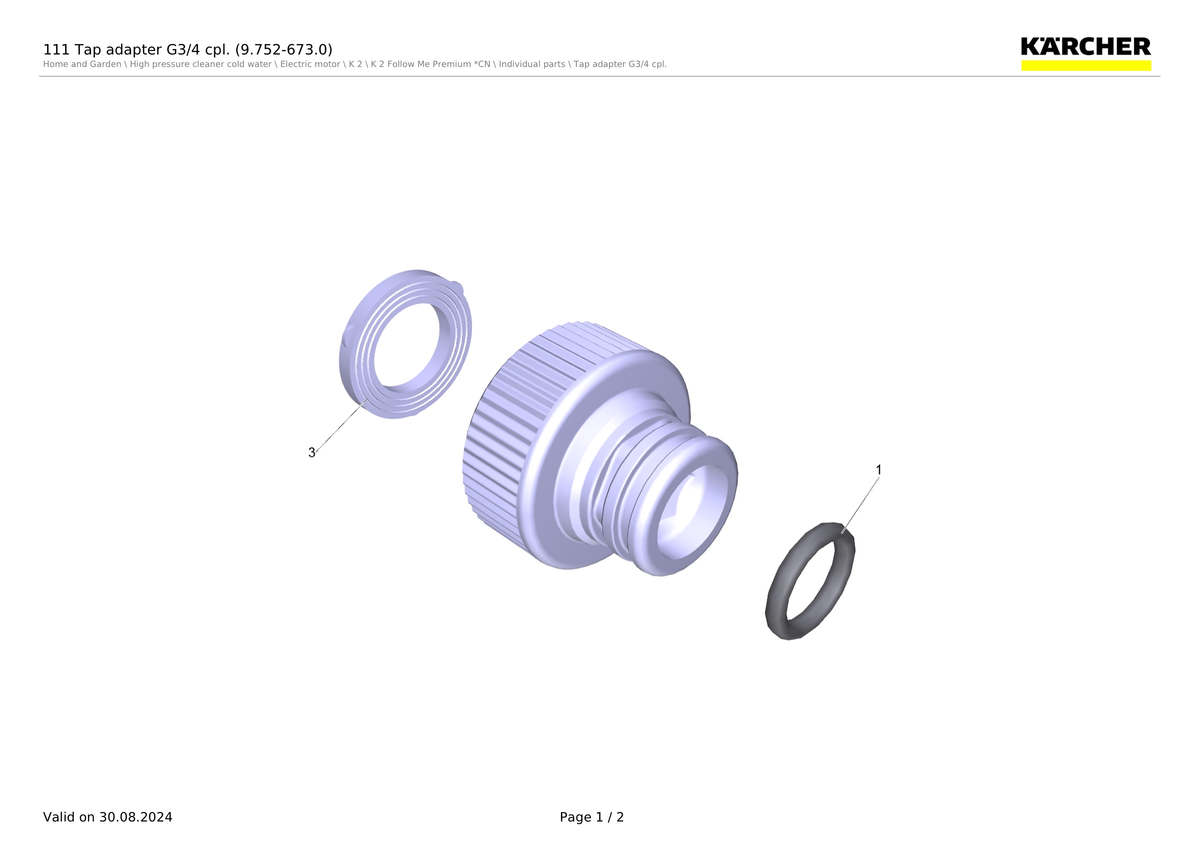 111 Tap adapter G3/4 cpl. (9.752-673.0)