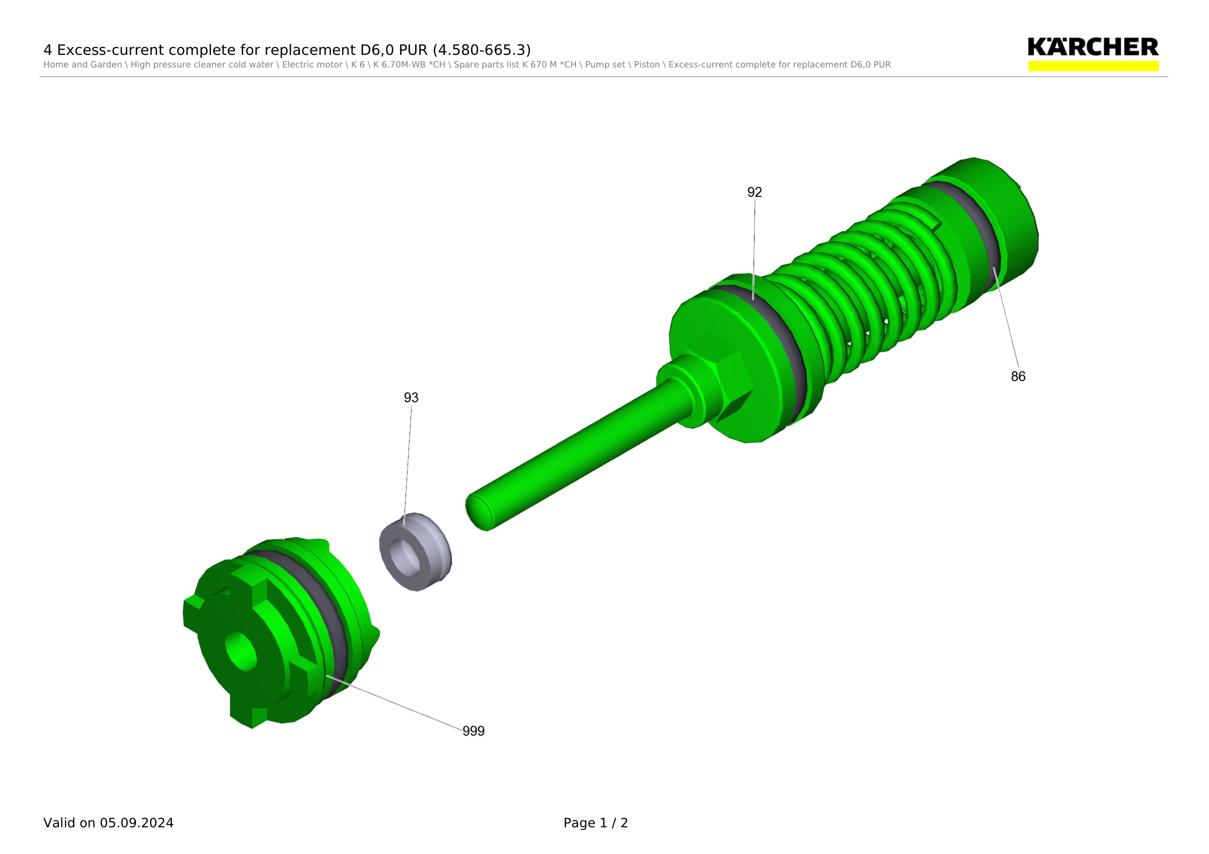 4 Excess-current complete for replacement D6,0 PUR (4.580-665.3)