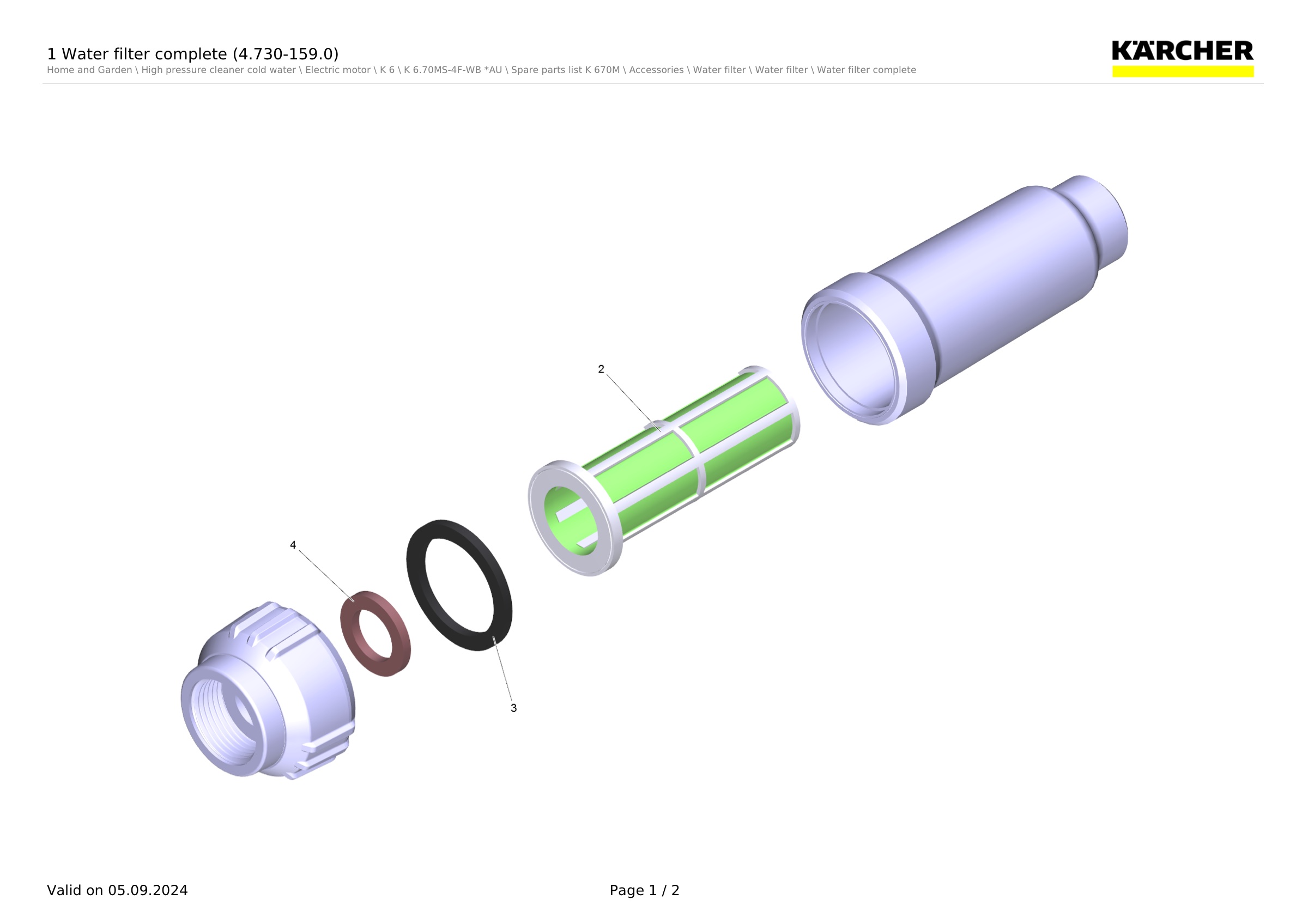1 Water filter complete (4.730-159.0)