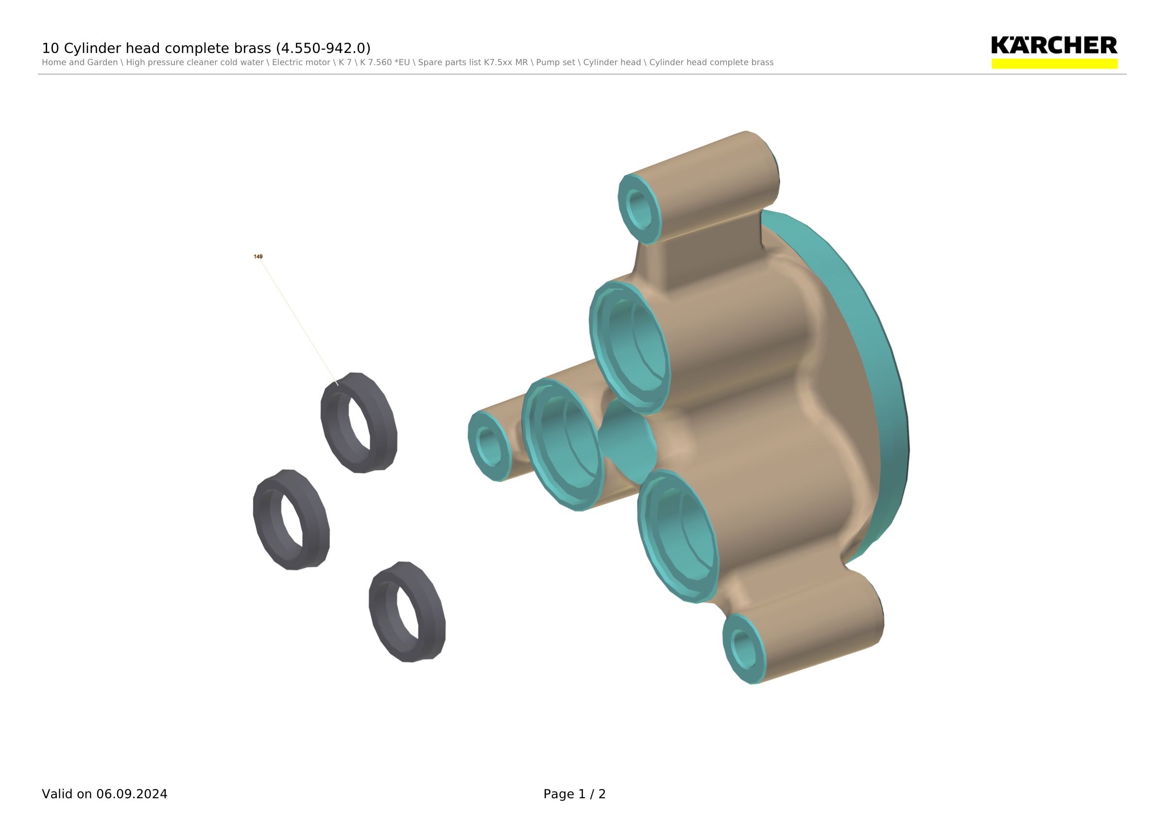 10 Cylinder head complete brass (4.550-942.0)