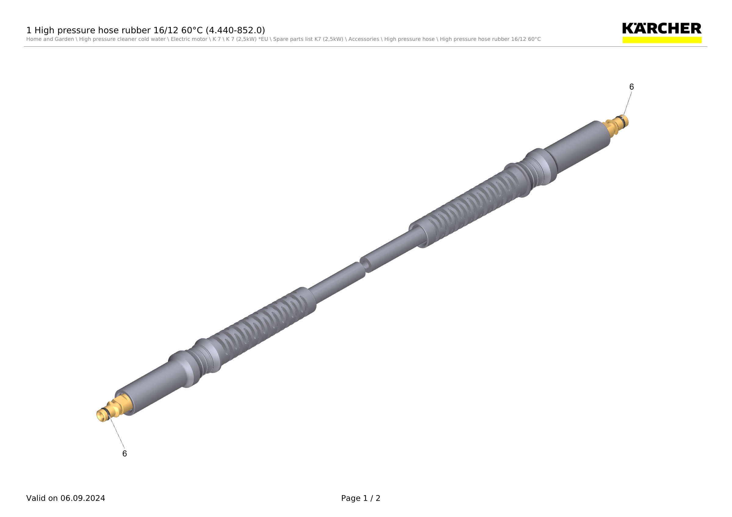1 High pressure hose rubber 16/12 60°C (4.440-852.0)