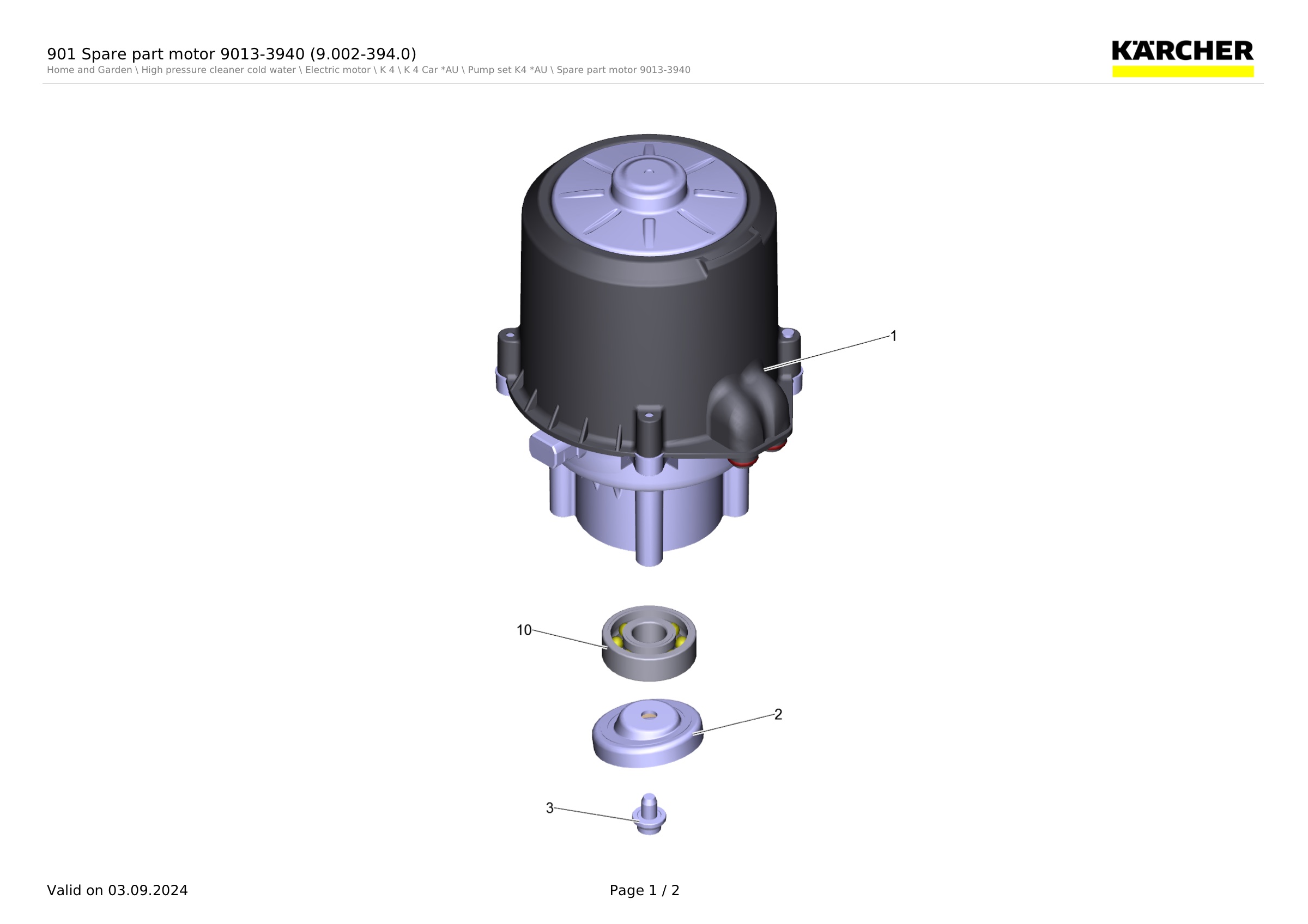 901 Spare part motor 9013-3940 (9.002-394.0)