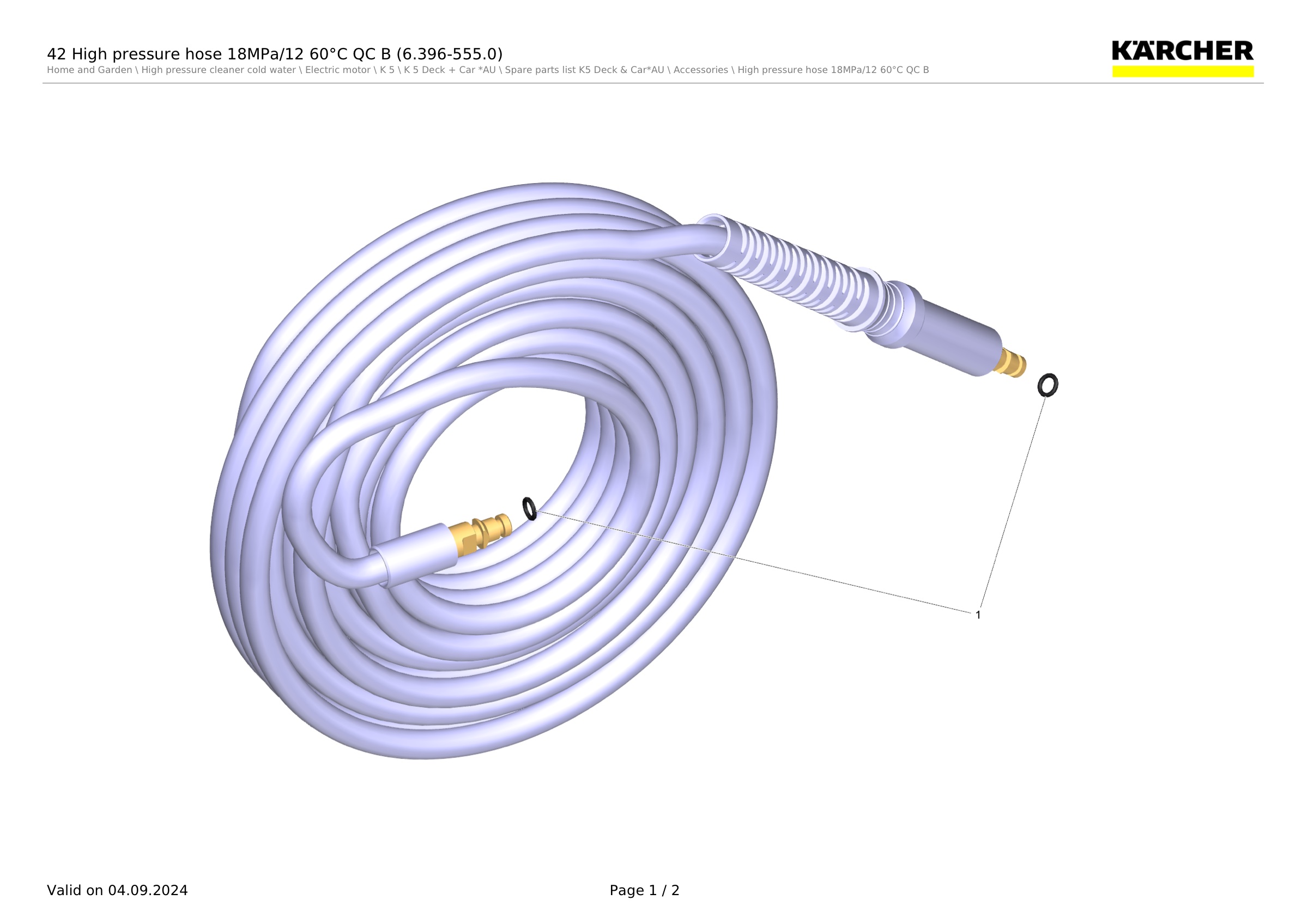 42 High pressure hose 18MPa/12 60°C QC B (6.396-555.0)