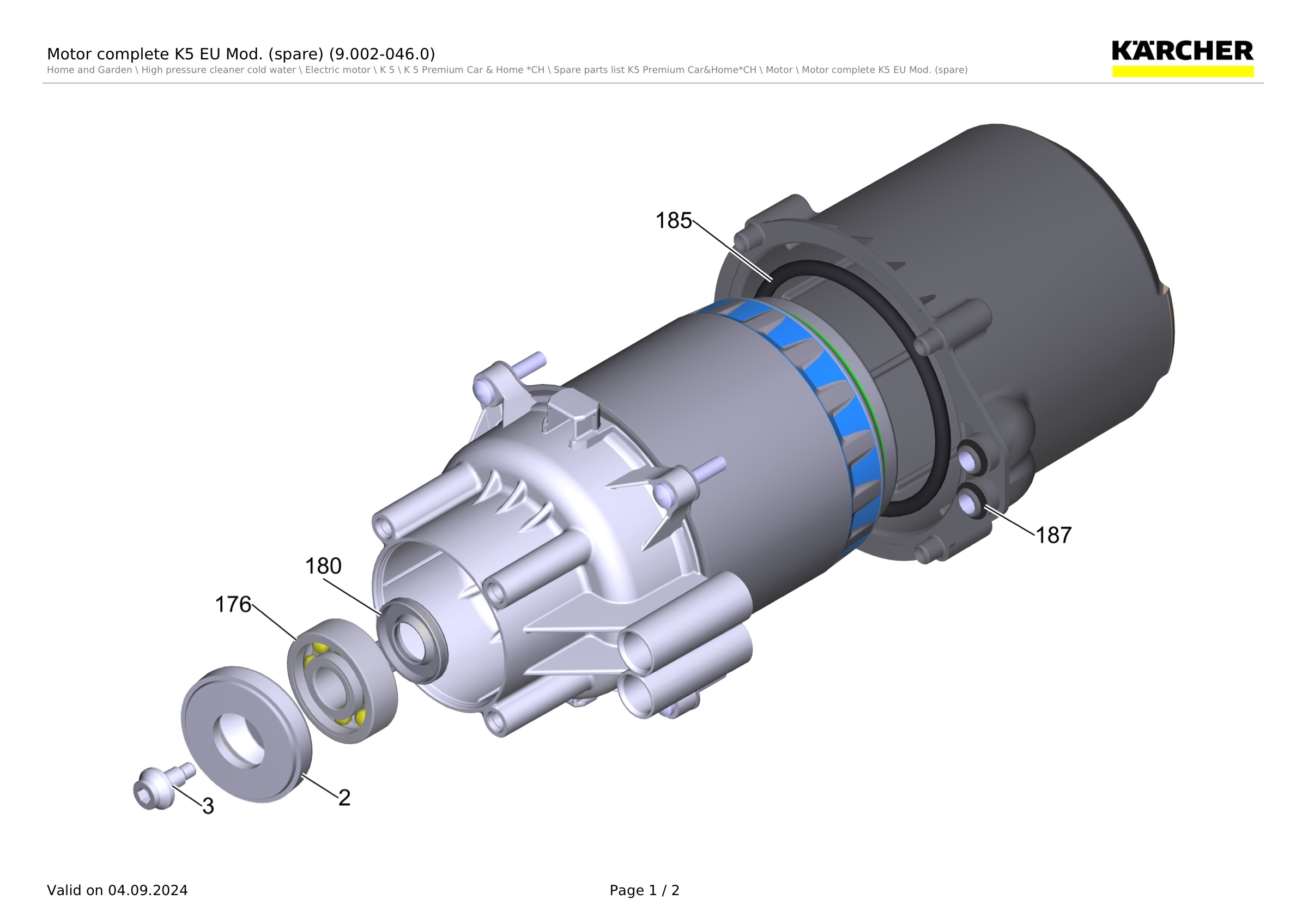 Motor complete K5 EU Mod. (spare) (9.002-046.0)