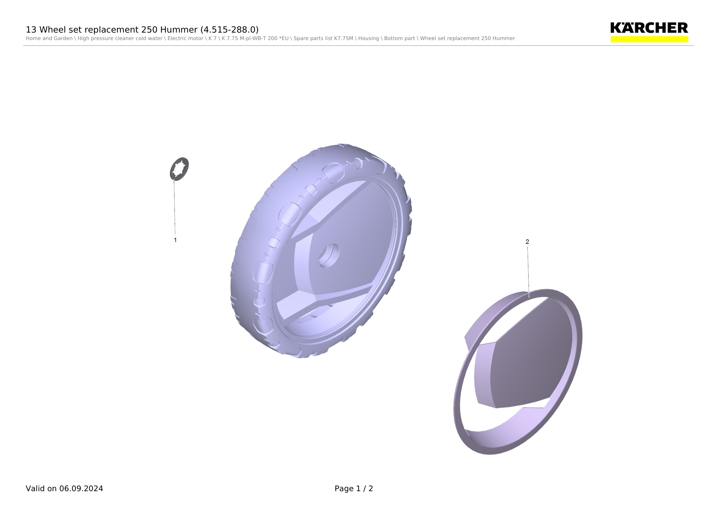 13 Wheel set replacement 250 Hummer (4.515-288.0)