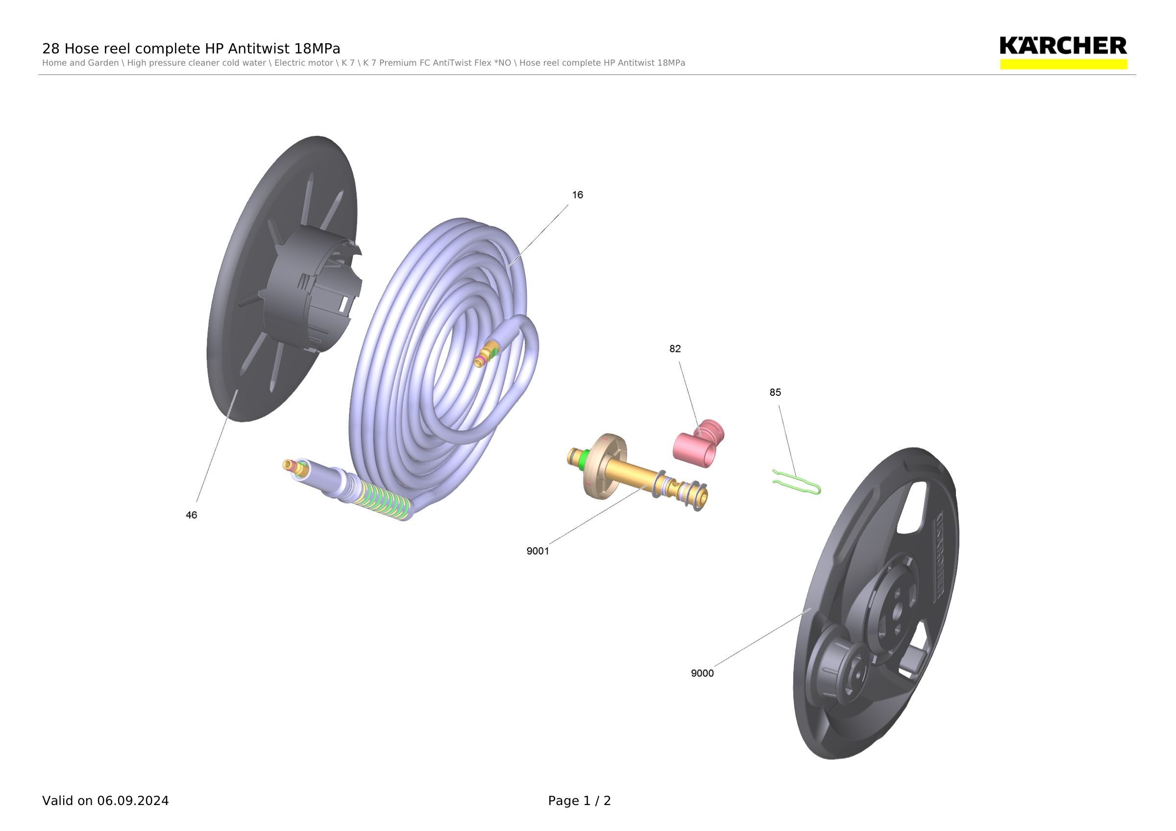 28 Hose reel complete HP Antitwist 18MPa