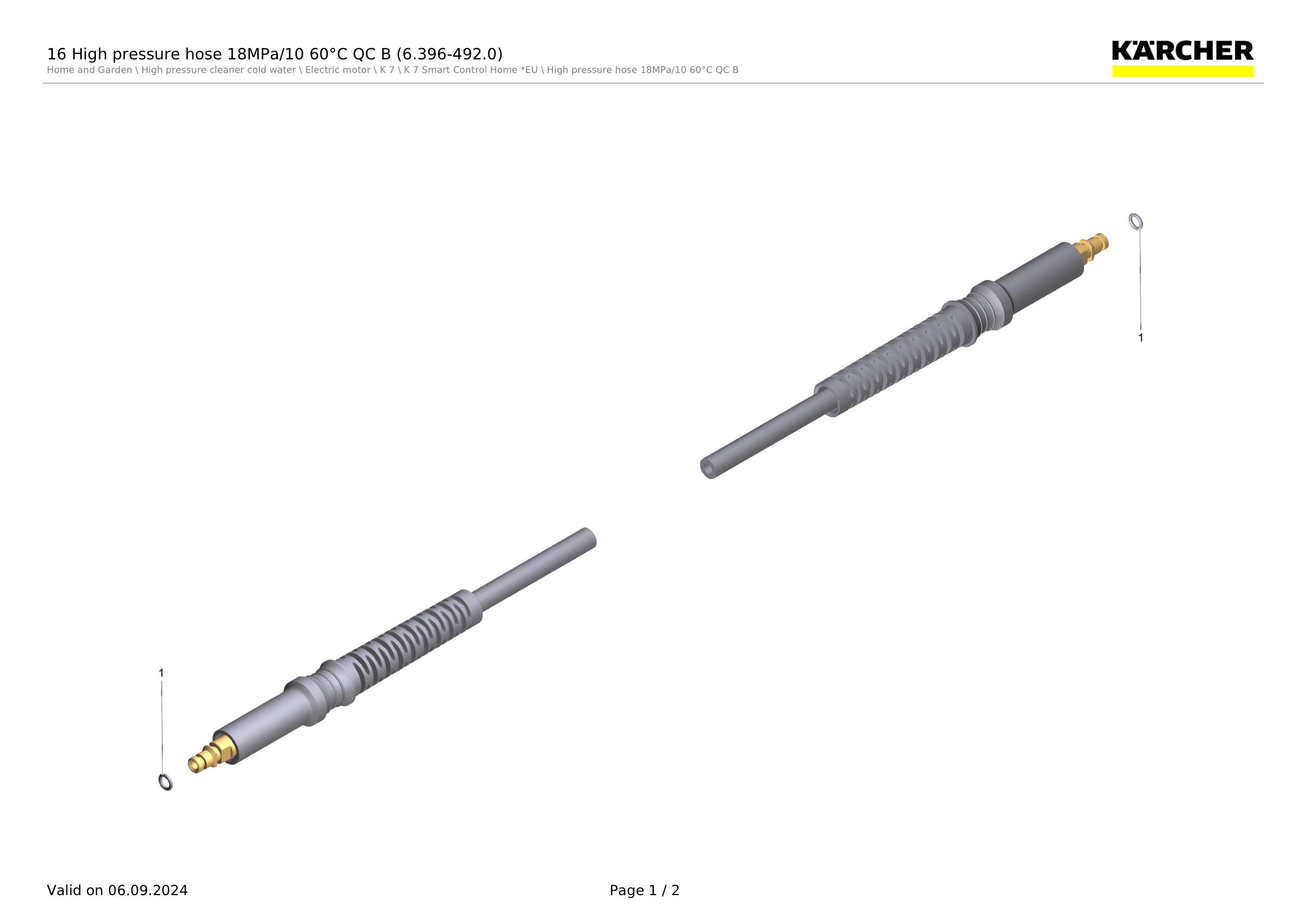 16 High pressure hose 18MPa/10 60°C QC B (6.396-492.0)