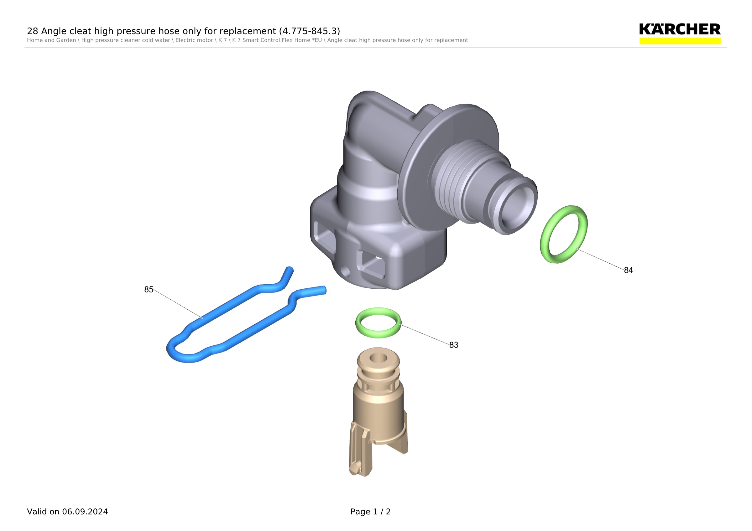 28 Angle cleat high pressure hose only for replacement (4.775-845.3)