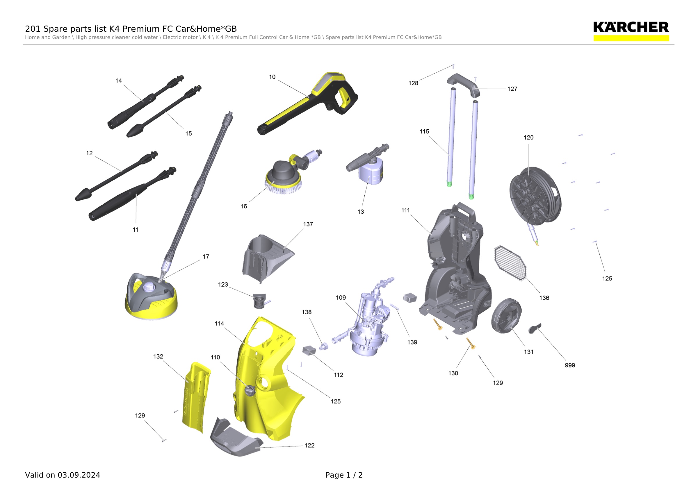 201 Spare parts list K4 Premium FC Car&Home*GB