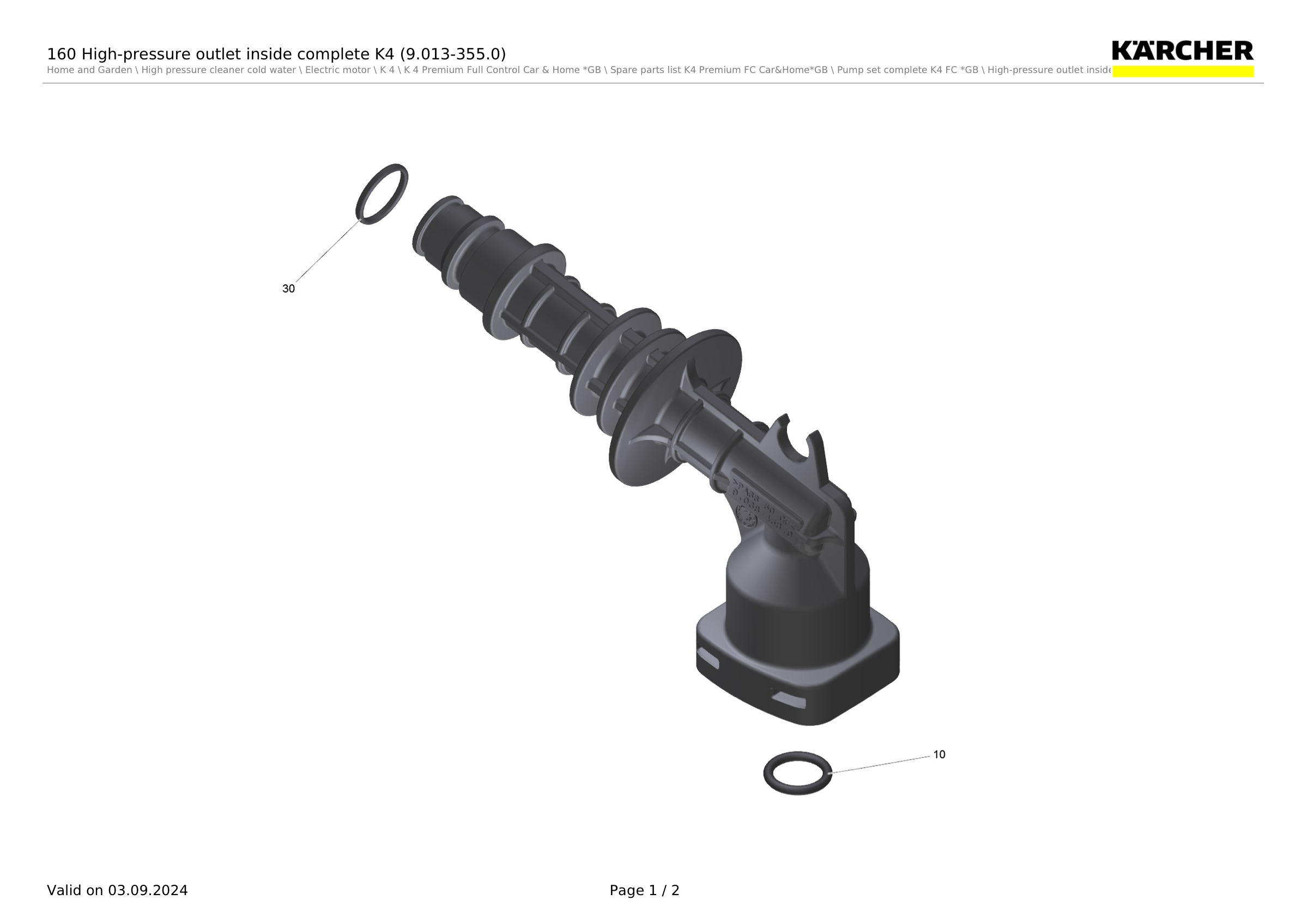 160 High-pressure outlet inside complete K4 (9.013-355.0)
