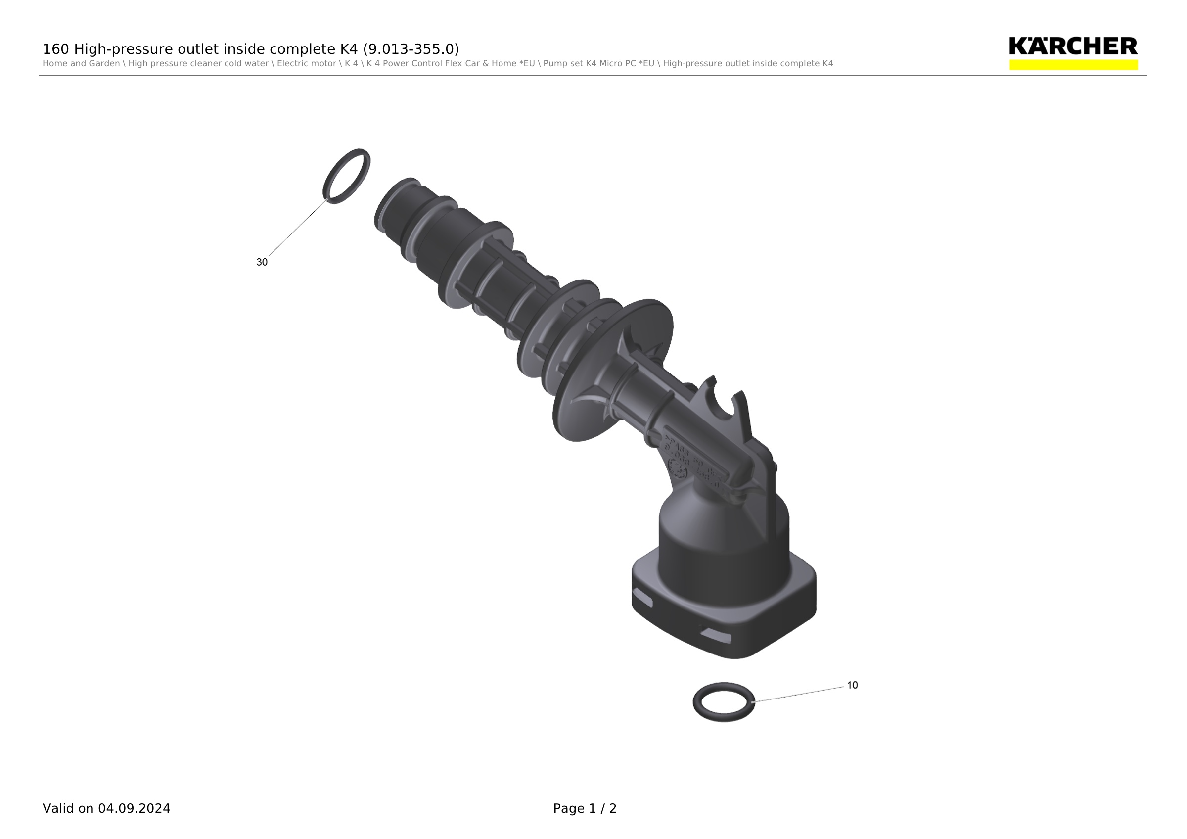 160 High-pressure outlet inside complete K4 (9.013-355.0)