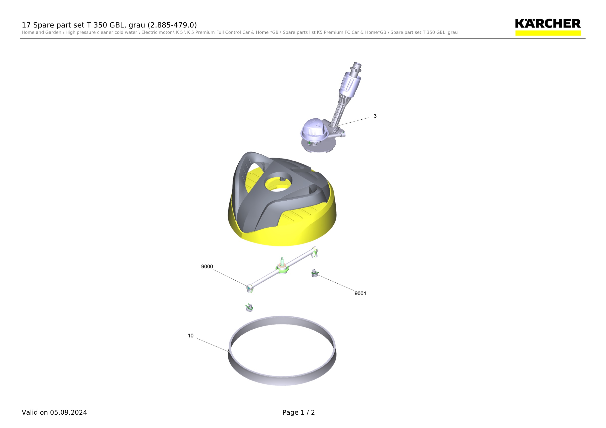 17 Spare part set T 350 GBL, grau (2.885-479.0)