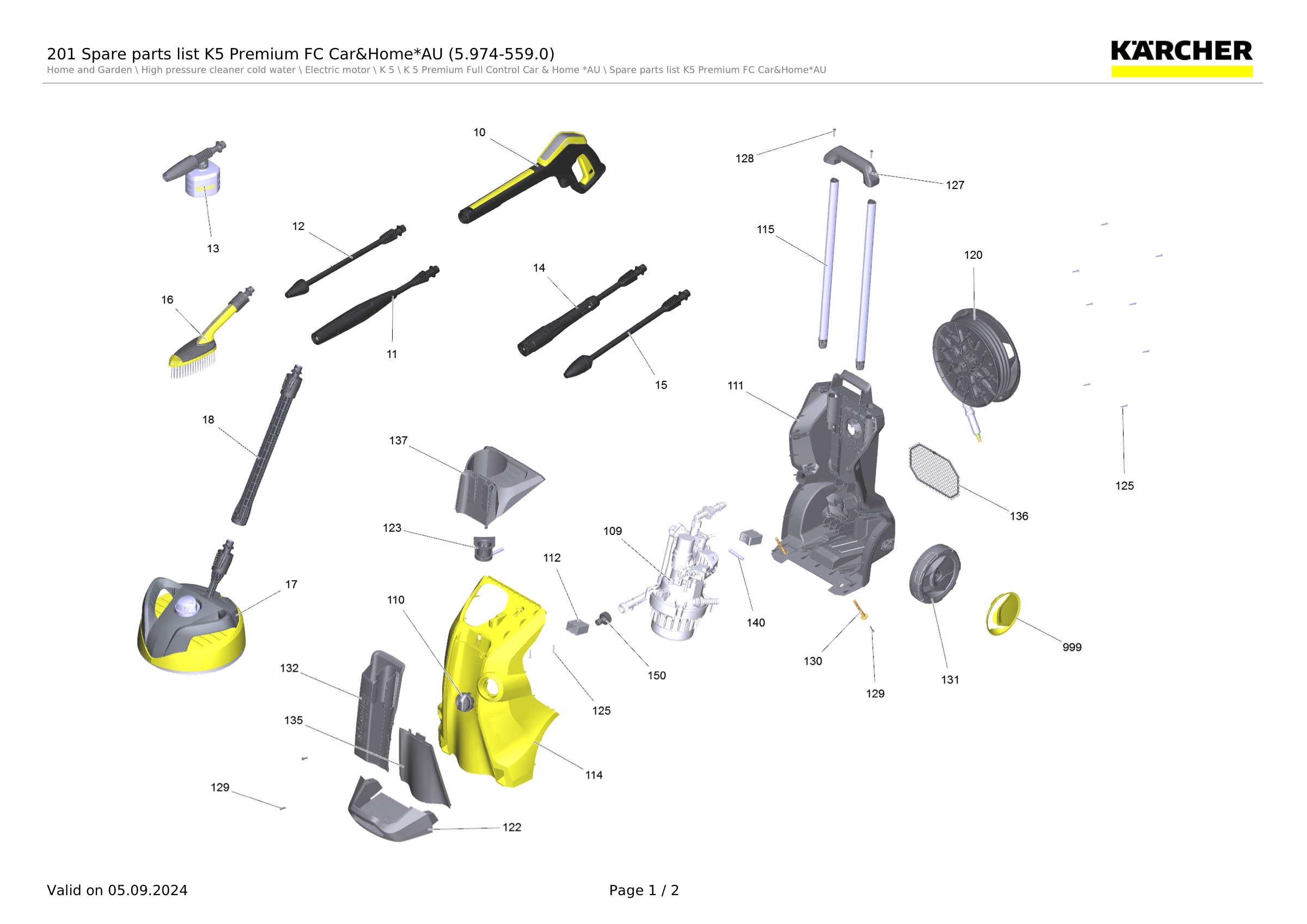 201 Spare parts list K5 Premium FC Car&Home*AU (5.974-559.0)