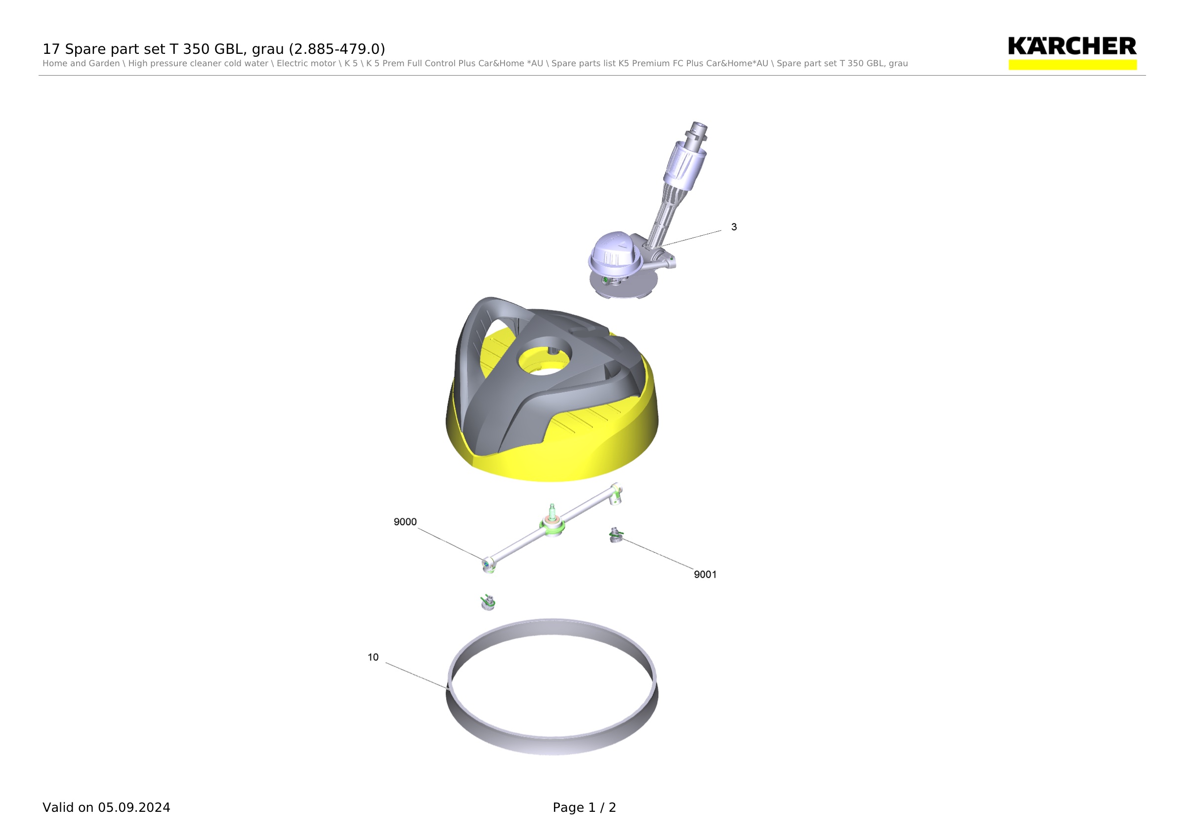 17 Spare part set T 350 GBL, grau (2.885-479.0)