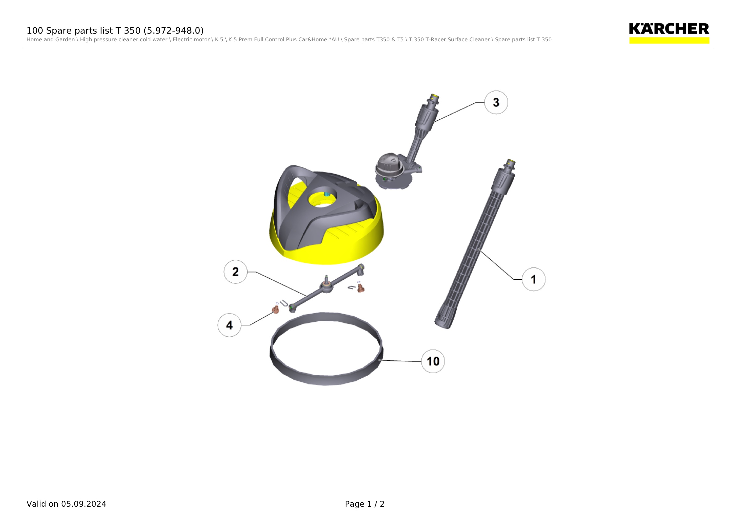 100 Spare parts list T 350 (5.972-948.0)