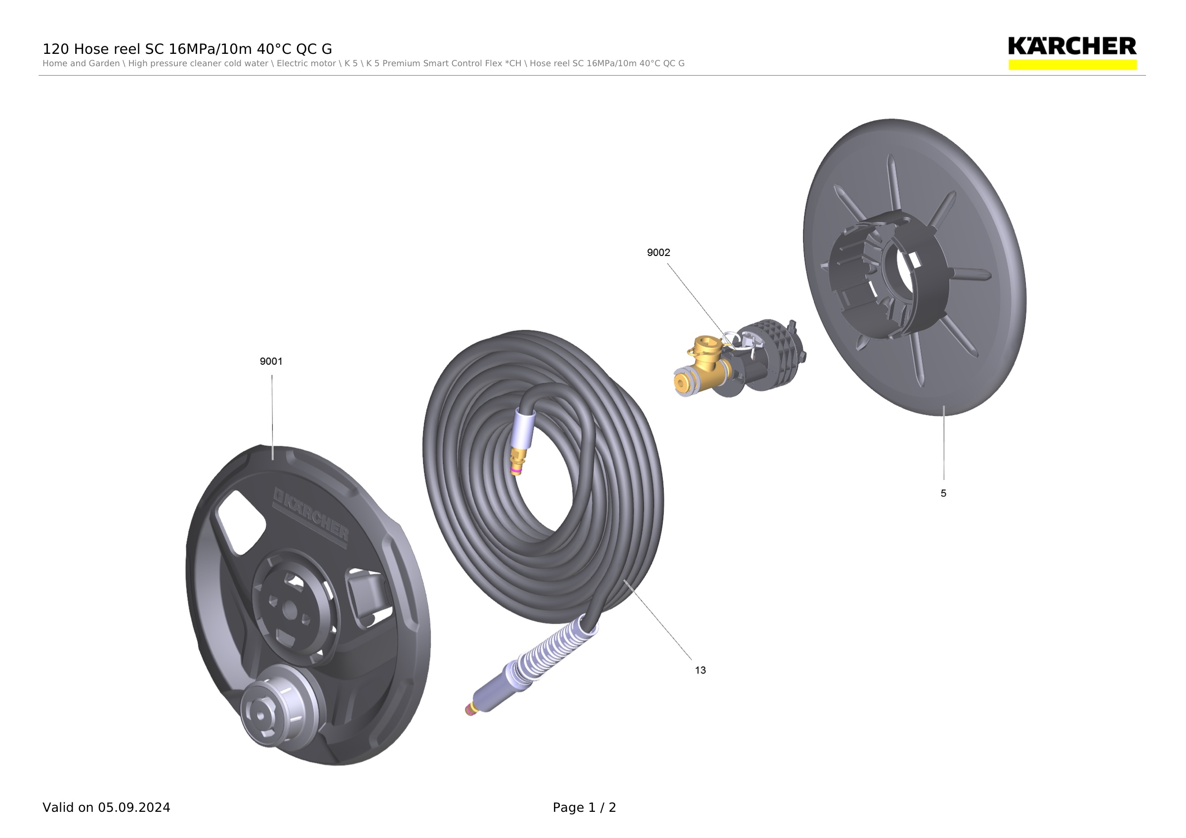 120 Hose reel SC 16MPa/10m 40°C QC G