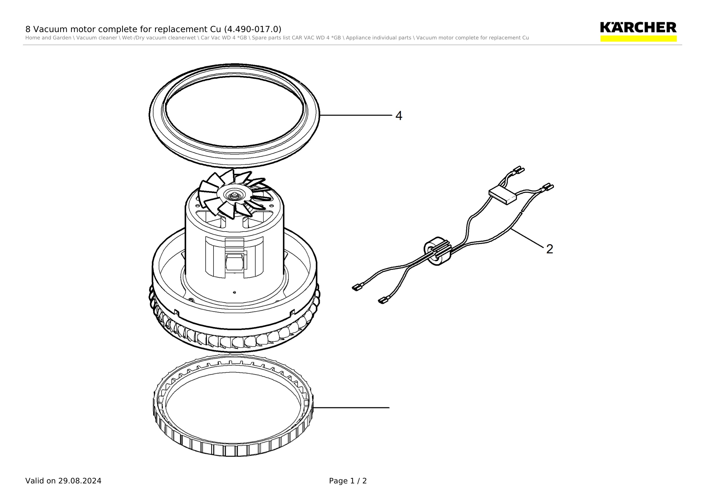 8 Vacuum motor complete for replacement Cu (4.490-017.0)