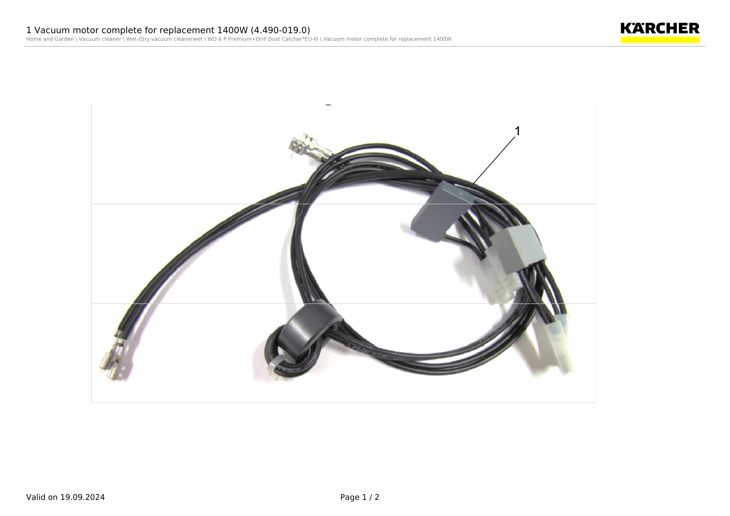 1 Vacuum motor complete for replacement 1400W (4.490-019.0)