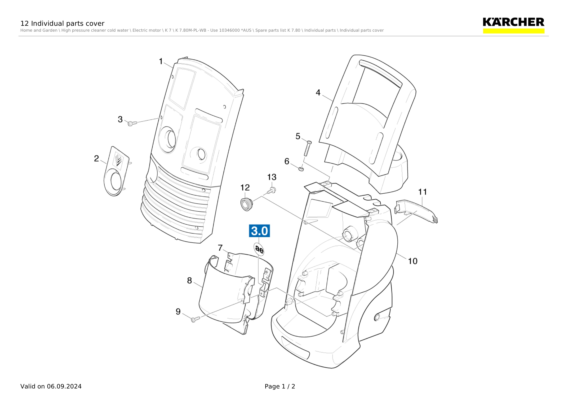12 Individual parts cover
