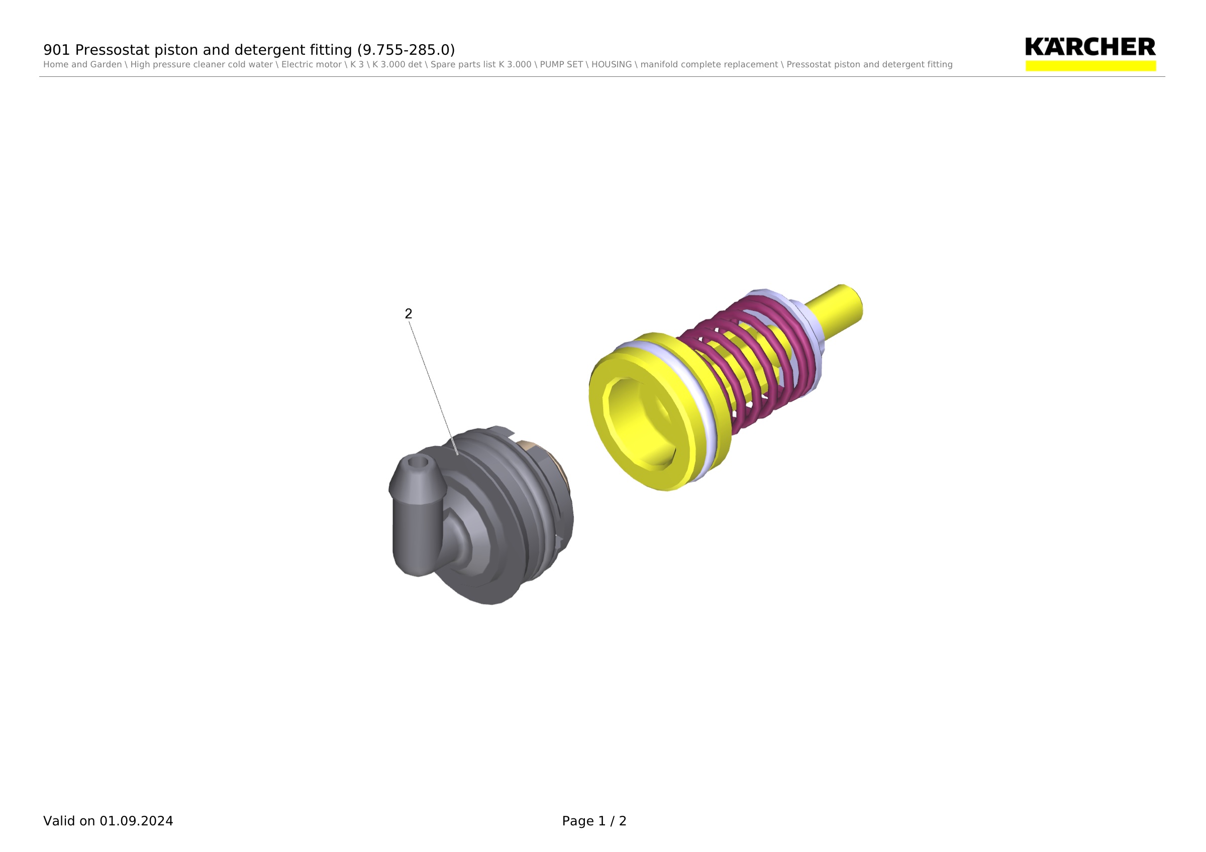 901 Pressostat piston and detergent fitting (9.755-285.0)
