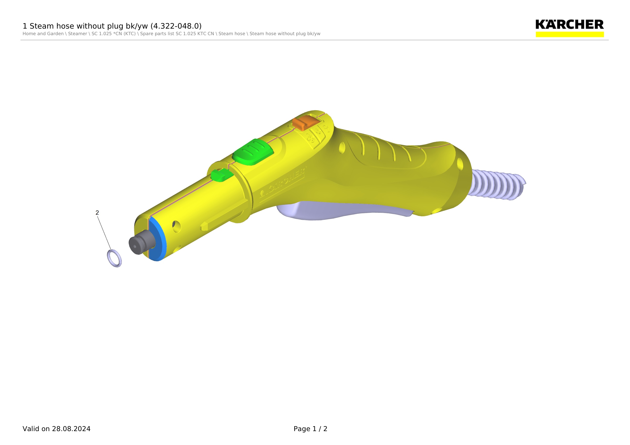 1 Steam hose without plug bk/yw (4.322-048.0)
